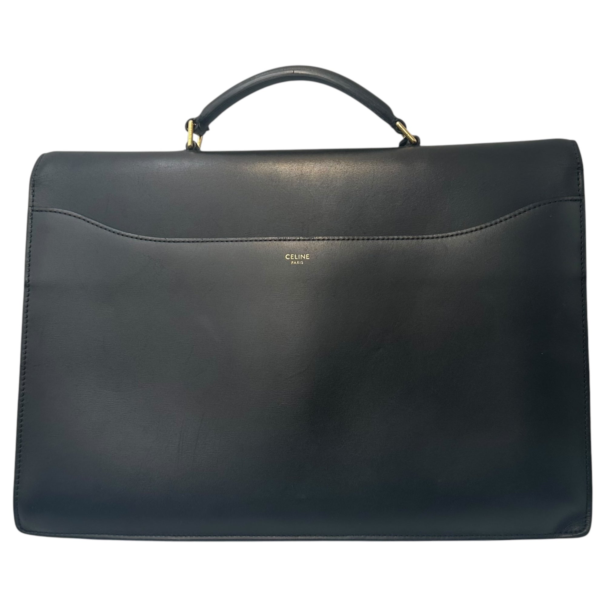 CELINE(セリーヌ) 2019SS By Hedi Slimane Cartable Leopard Briefcase エディ期 カータブル スモール ブリーフケース - レオパード F-MP-2199 ブラック×ブラウン ハンド バッグ ビジネス ハラコ