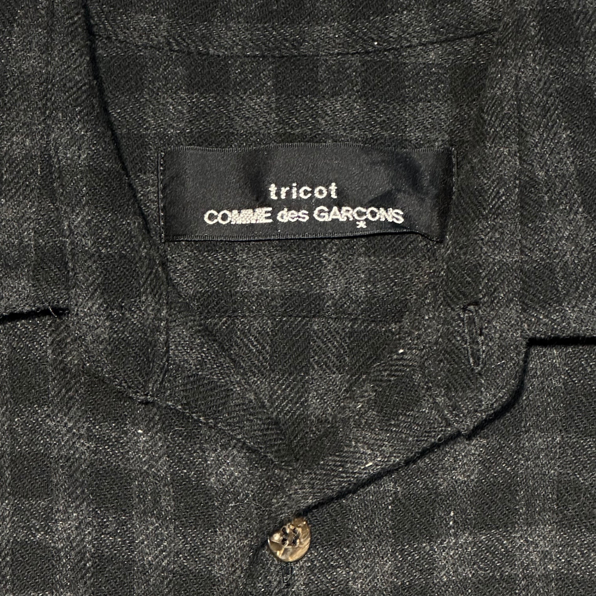 tricot COMME des GARCONS(トリココムデギャルソン) 80's Slash-Processed Wool Check Long Shirt Dress 80年代 スラッシュ加工 ウール チェック ロング シャツ ワンピース TO-050210 FREE グレー×ブラック 川久保玲 本人期 アーカイブ