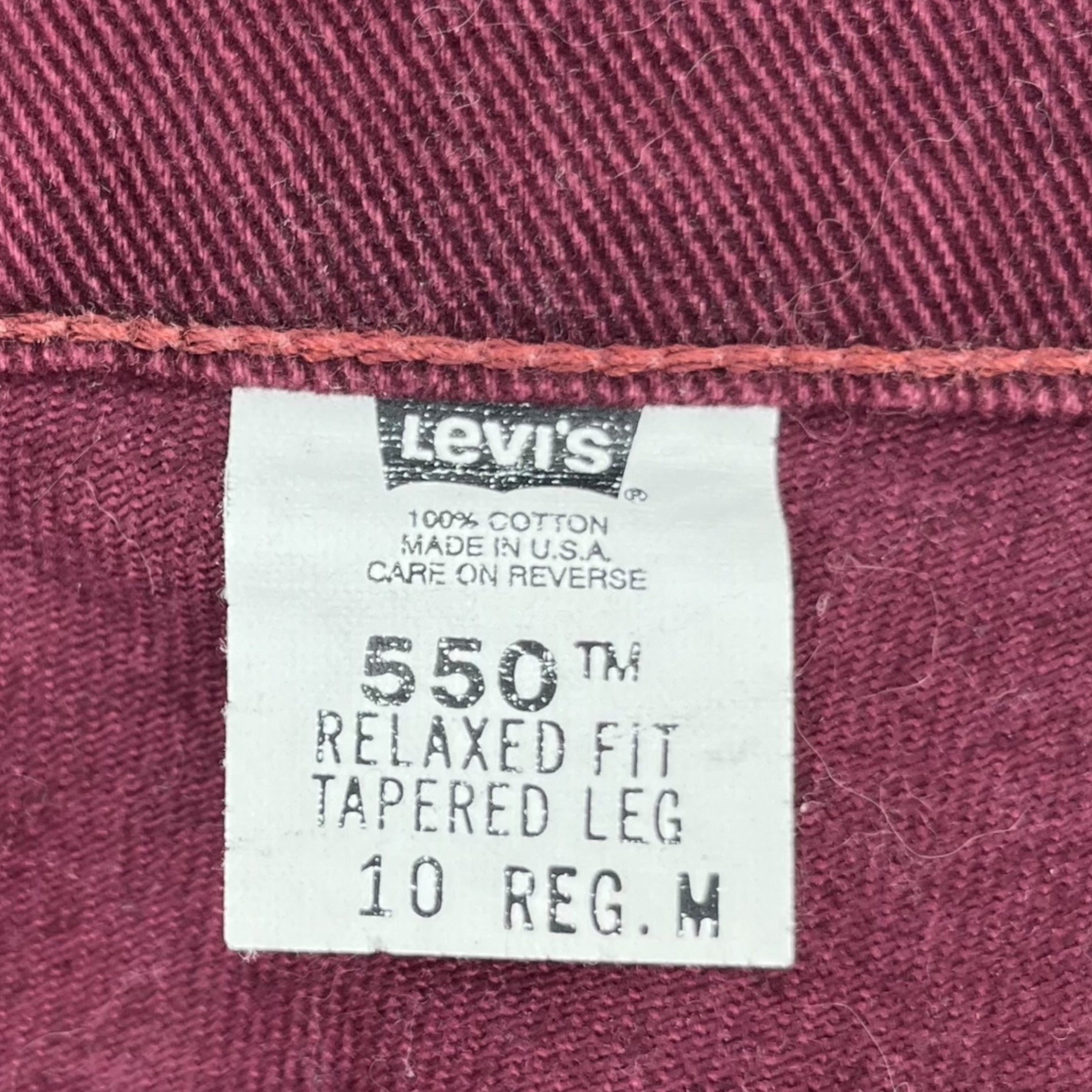 Levi's(リーバイス) 90's 550 先染め テーパード カラー デニム パンツ 15551-4390 10 REＧ.Ｍ ワインレッド