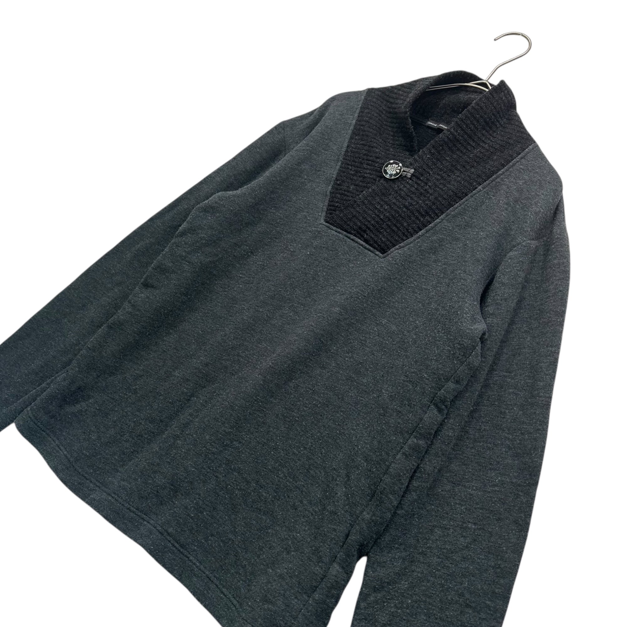 MARITHE FRANCOIS GIRBAUD(マリテフランソワジルボー) 00’s One-Button Shawl Collar Sweatshirt ワンボタン ショールカラー スウェット M7-6682 M グレー Y2K