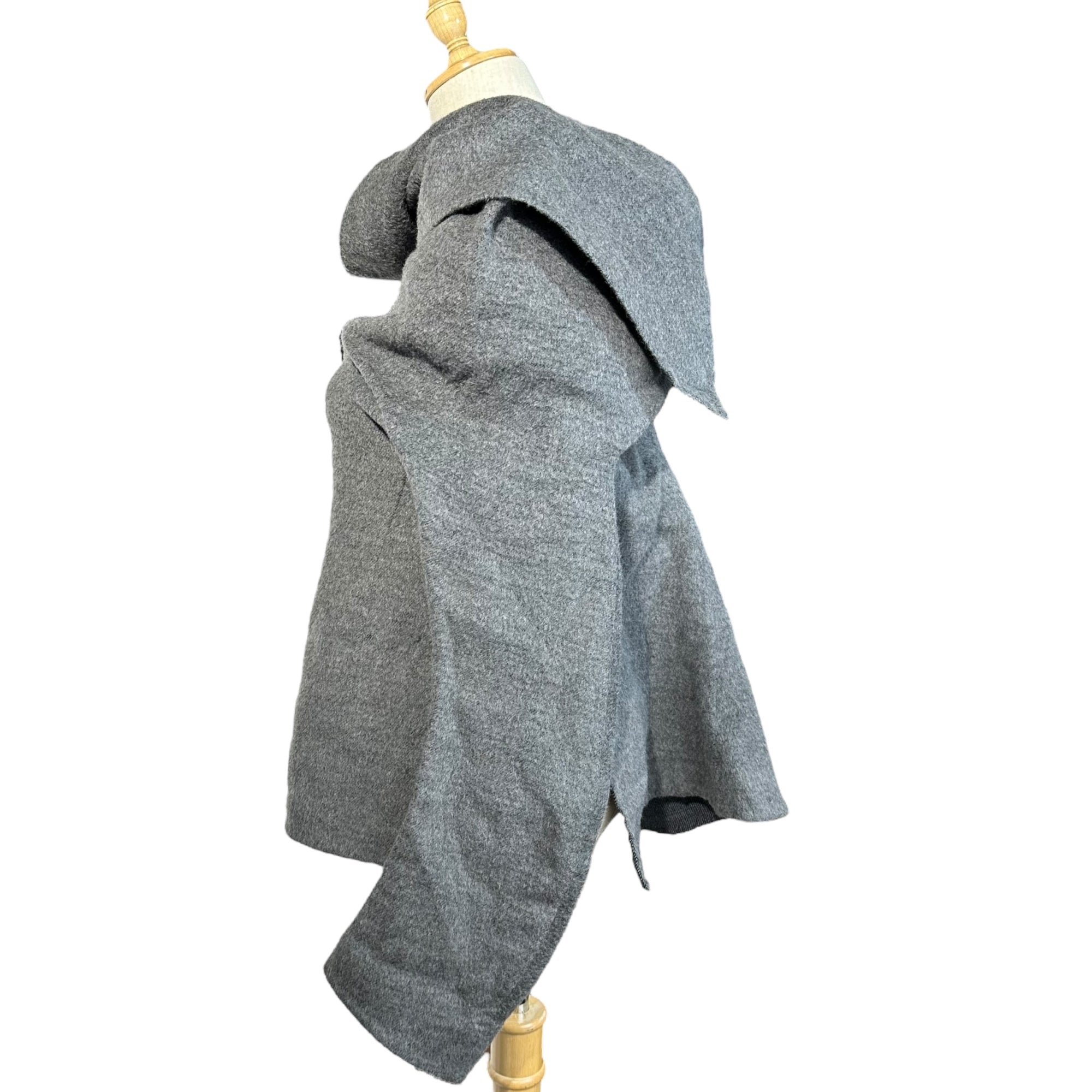 YOHJI YAMAMOTO(ヨウジヤマモト) 90's Long-sleeved wool pullover with scarf  90年代 マフラー付 長袖 ウール プルオーバー  FI-J31-109 S グレー