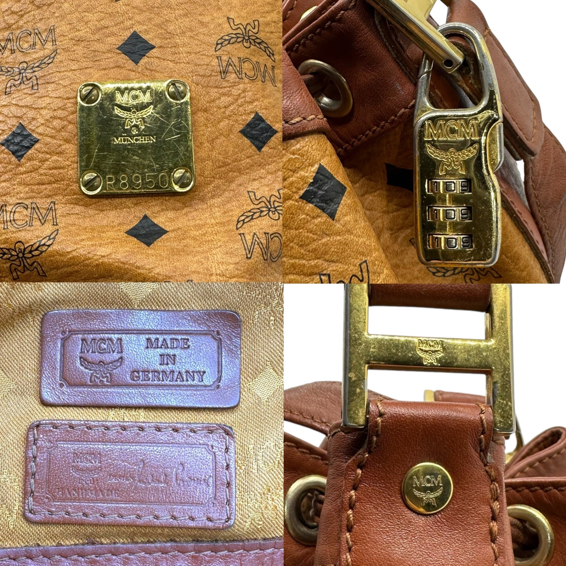 MCM(エムシーエム) Logo drawstring shoulder bag ロゴ 巾着 ショルダー バッグ ブラウン ririジップ