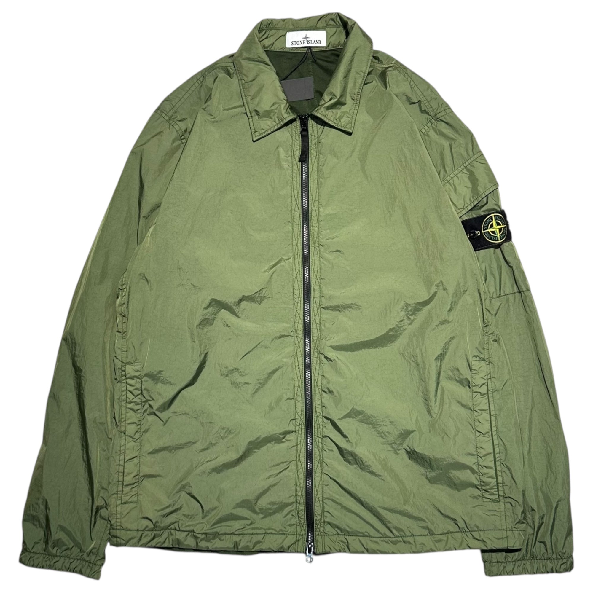 STONE ISLAND(ストーンアイランド) 22AW Garment Dyed Crinkle Reps R-NY Overshirt ガーメントダイ ナイロン シャツ ジャケット 771510223 XL オリーブ ブルゾン