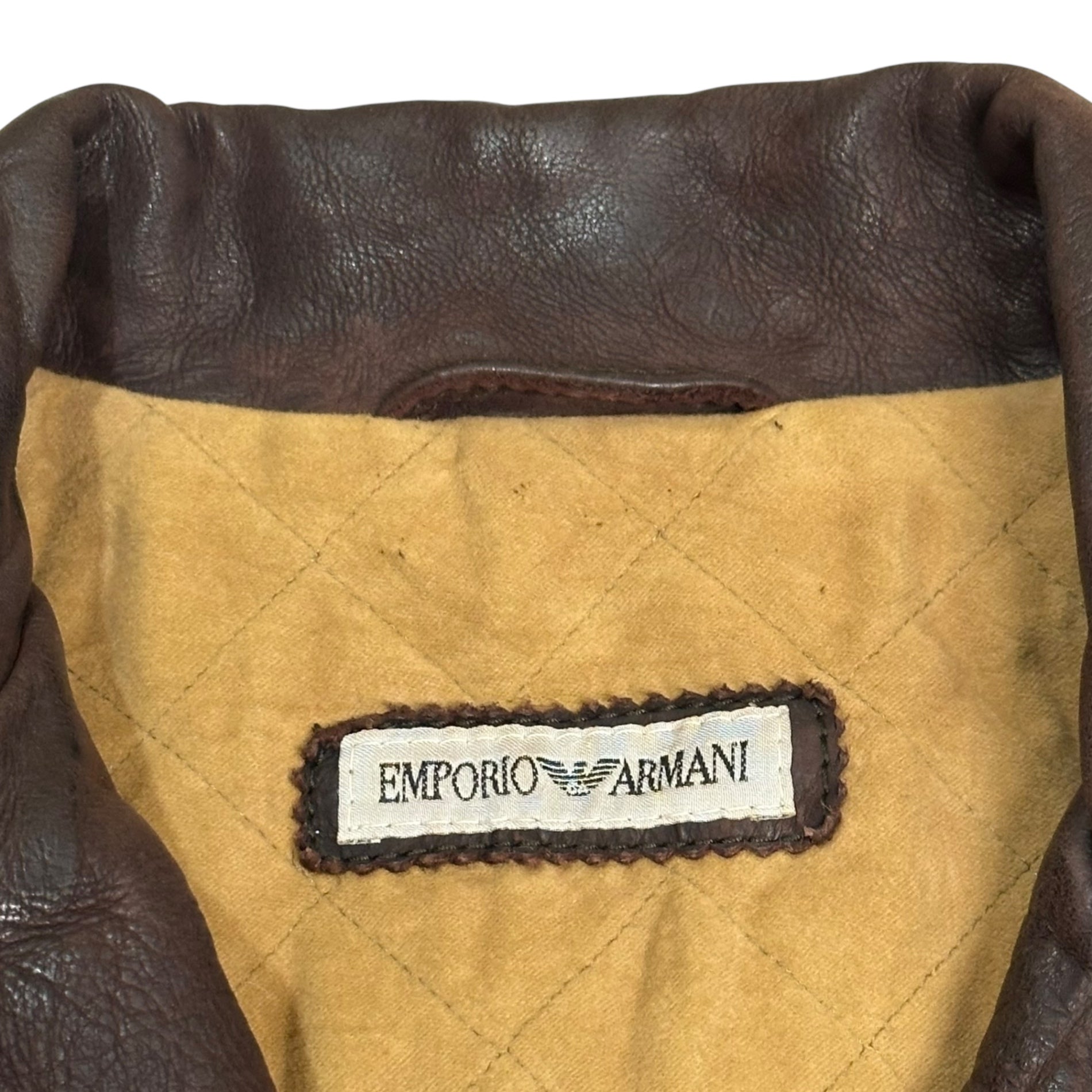 EMPORIO ARMANI(エンポリオアルマーニ) 90's Button Leather Vest 90年代 ボタン レザー ベスト 50(L~XL程度) ダークブラウン SAMPLE品