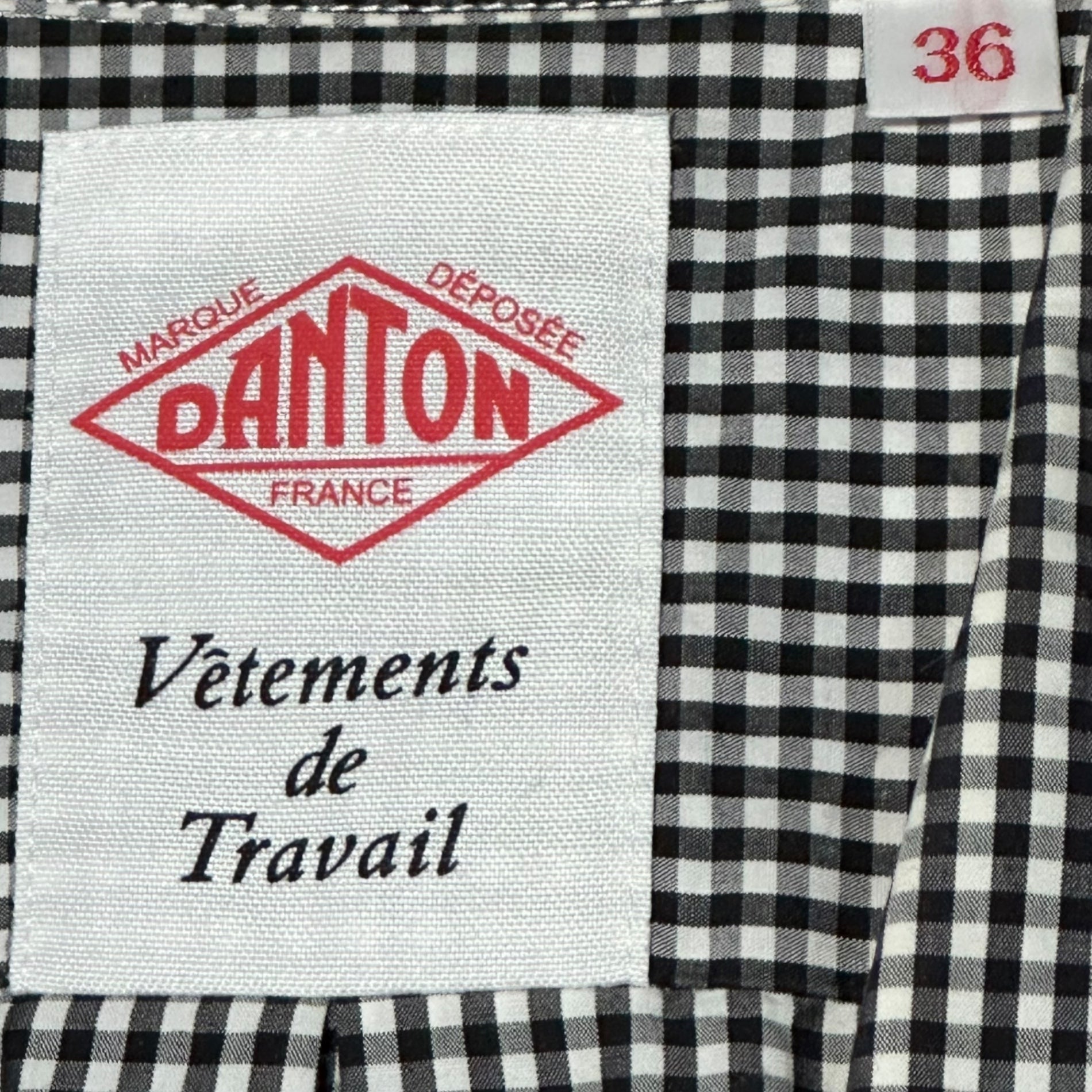 DANTON(ダントン) Custom Cotton Poplin Round Collar Work Shirt 別注 コットン ポプリン 丸襟 ワークシャツ DT-B0079 36(S程度) ブラック×ホワイト