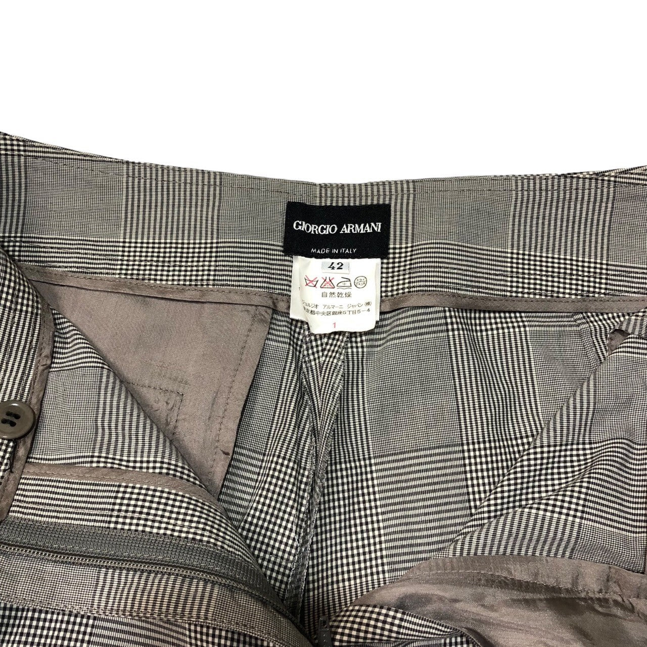 GIORGIO ARMANI(ジョルジオアルマーニ) Glen check wide flare slacks グレンチェック ワイド フレア スラックス 42(XL程度) グレー パンツ