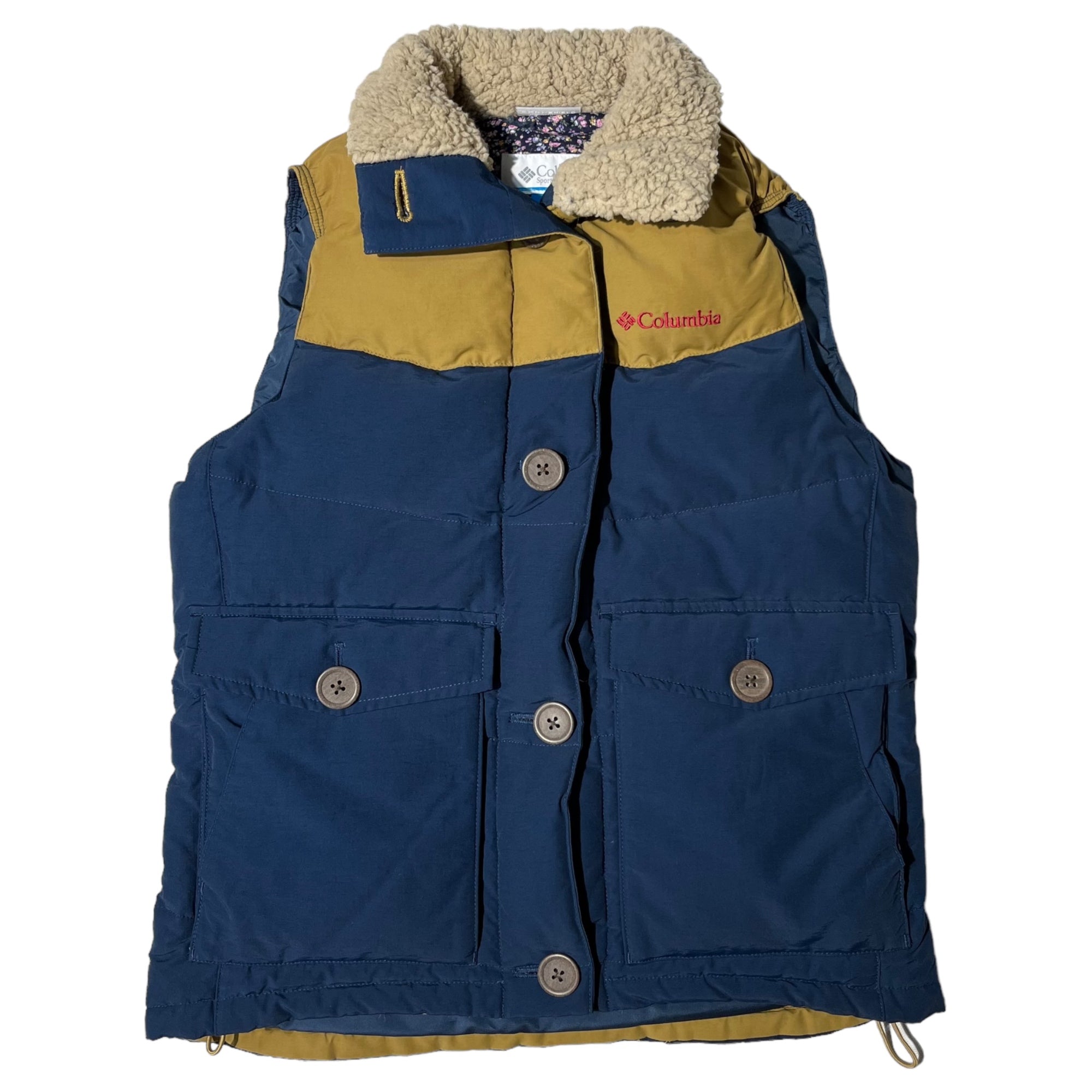 Columbia(コロンビア) BOA NECK DOWN VEST ボア ネック ダウンベスト M ネイビー×ブラウン