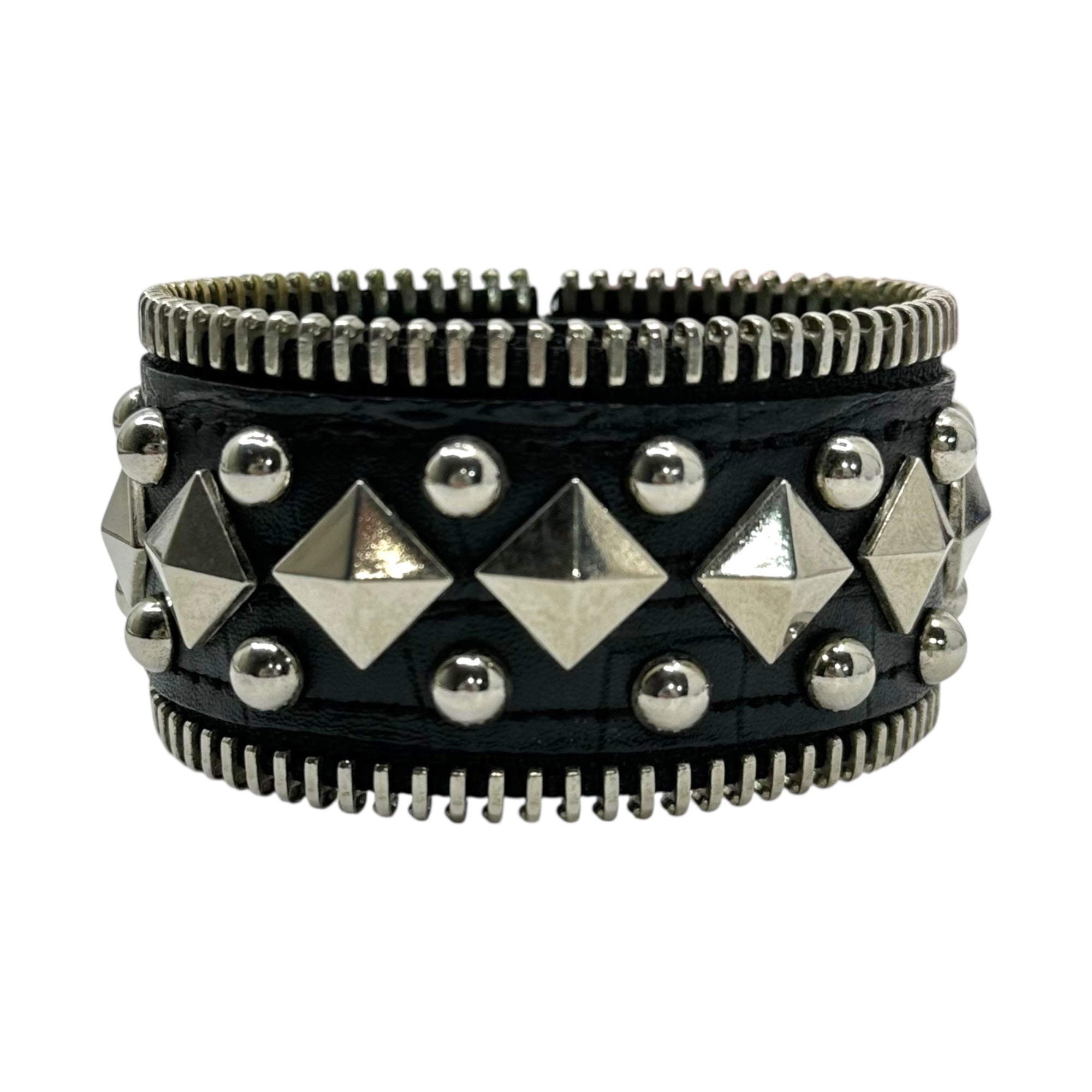F.E.A.R(フィアー) Studded Zipper Leather Bracelet スタッズ ジップ レザー ブレスレット ブラック