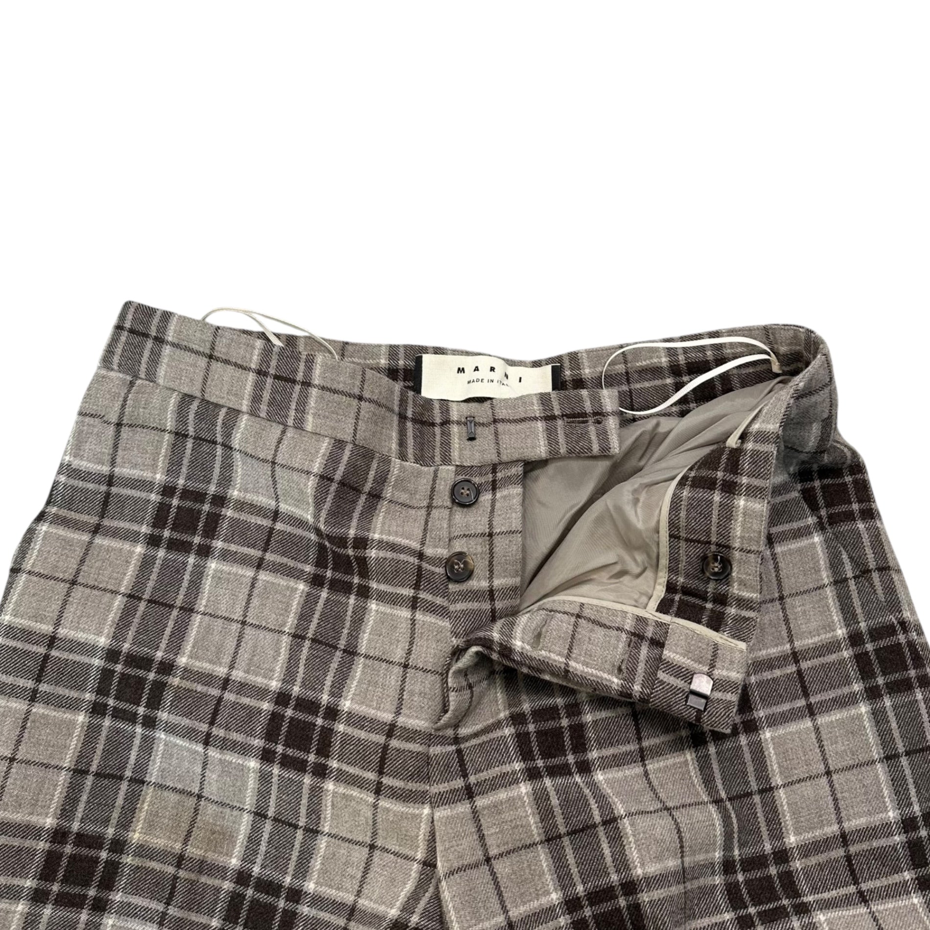 MARNI(マルニ) Wide Straight Tartan Check Wool Pants ワイド ストレート タータンチェック ウール パンツ PAMAO25U01TW008 40 ベージュ