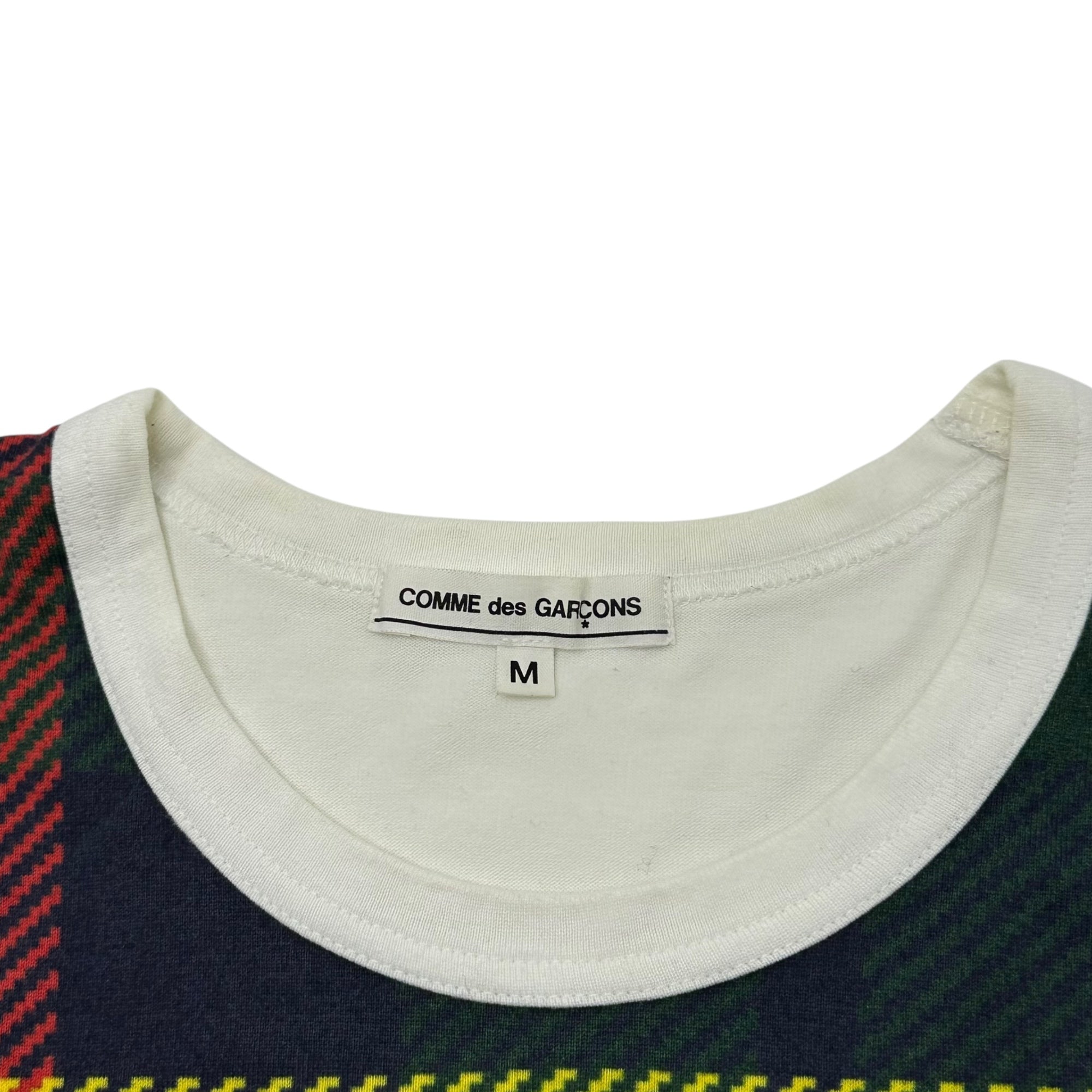 COMME des GARCONS(コムデギャルソン) 08AW Tartan Check Print S/S T-Shirt タータン チェック プリント 半袖 Tシャツ OB-T026 M ホワイト AD2008
