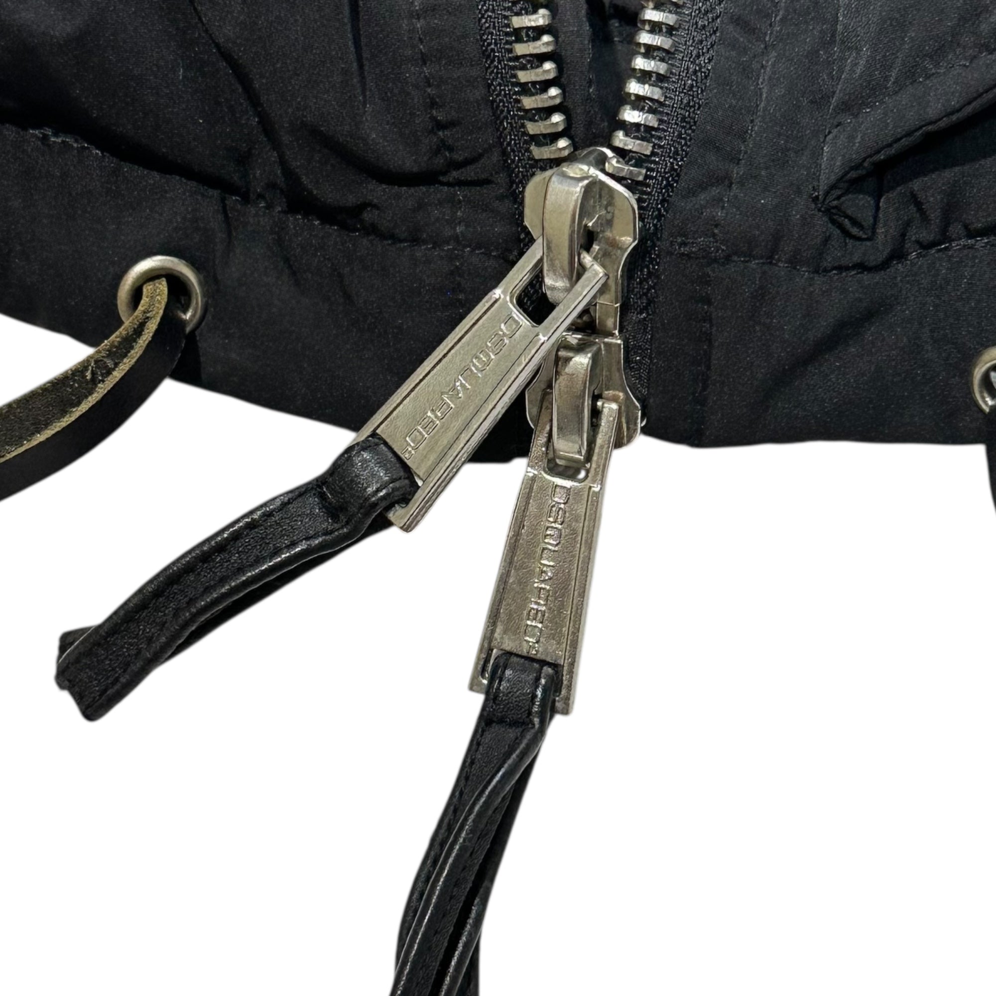 DSQUARED2(ディースクエアード) 10AW Big Fur Hood Nylon Down Jacket ビッグ ファー フード ナイロン ダウン ジャケット Y2K 72 A085 40(L程度) ブラック ここのえタグ