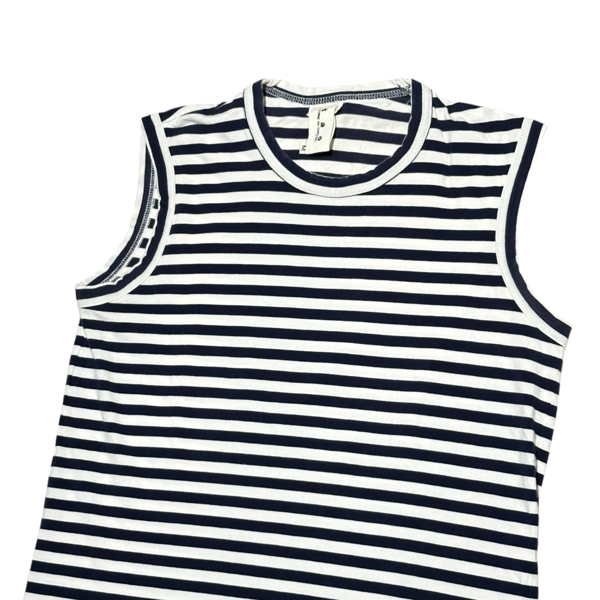 TAO COMME des GARCONS(タオコムデギャルソン) 09SS Sleeveless Striped T-Shirt ノースリーブ ボーダー Tシャツ 3C-T038 M ホワイト×ネイビー AD2008
