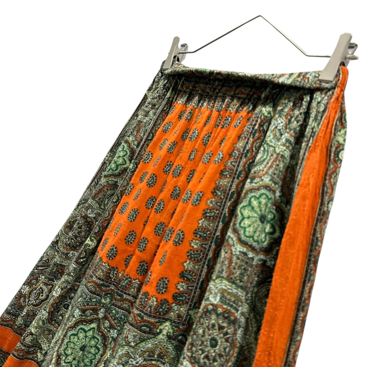 COMME des GARCONS(コムデギャルソン) 1990's Scarf-Print Wool Easy Skirt スカーフ プリント ウール イージー スカート GS-040100 FREE オレンジ AD表記薄れ 90s
