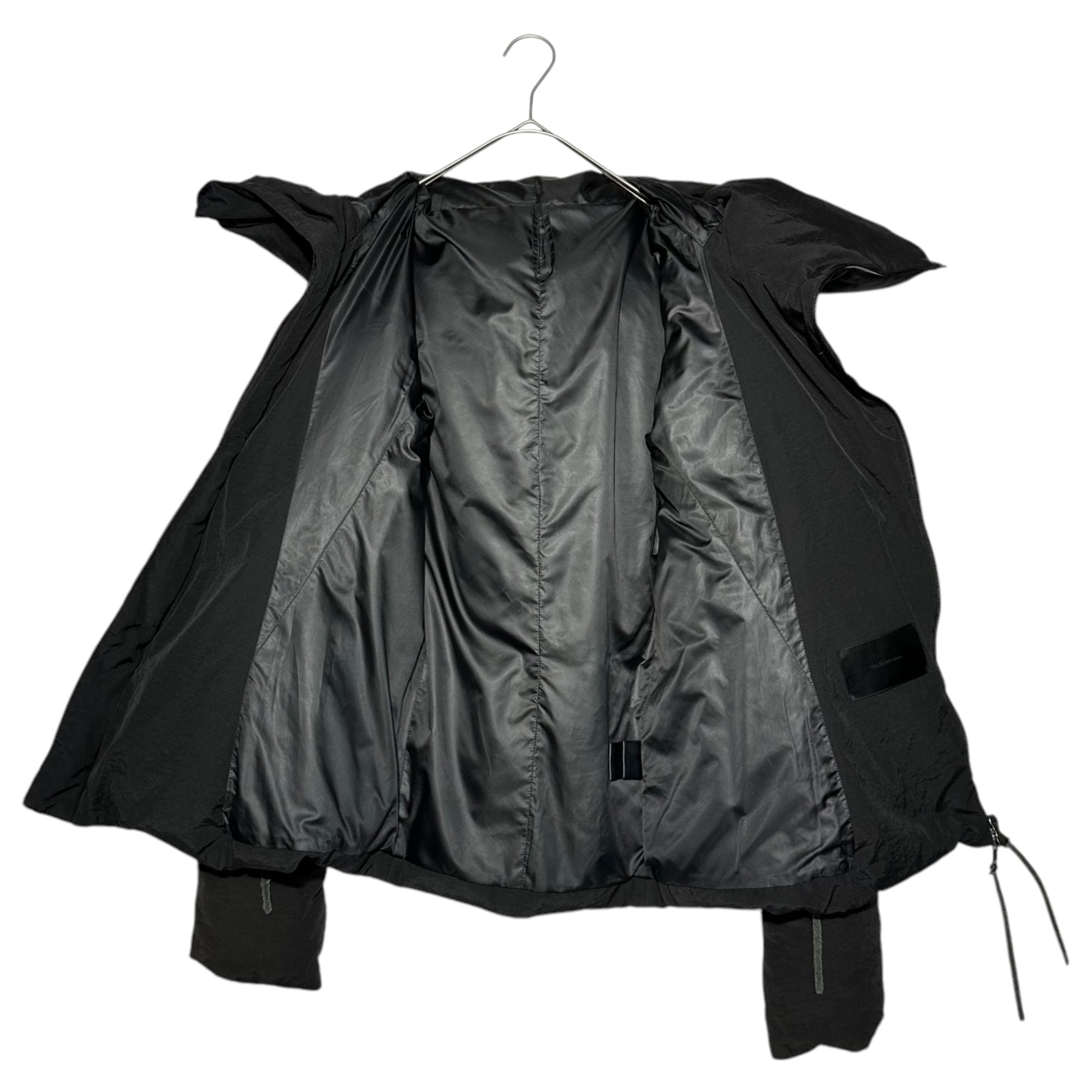 The Viridi-anne(ヴィリジアン) COTTON-NYLON PROOFED 変形 フーデッド ホワイトグース ダウン ジャケット V1-2391-06 1(S程度) ブラック