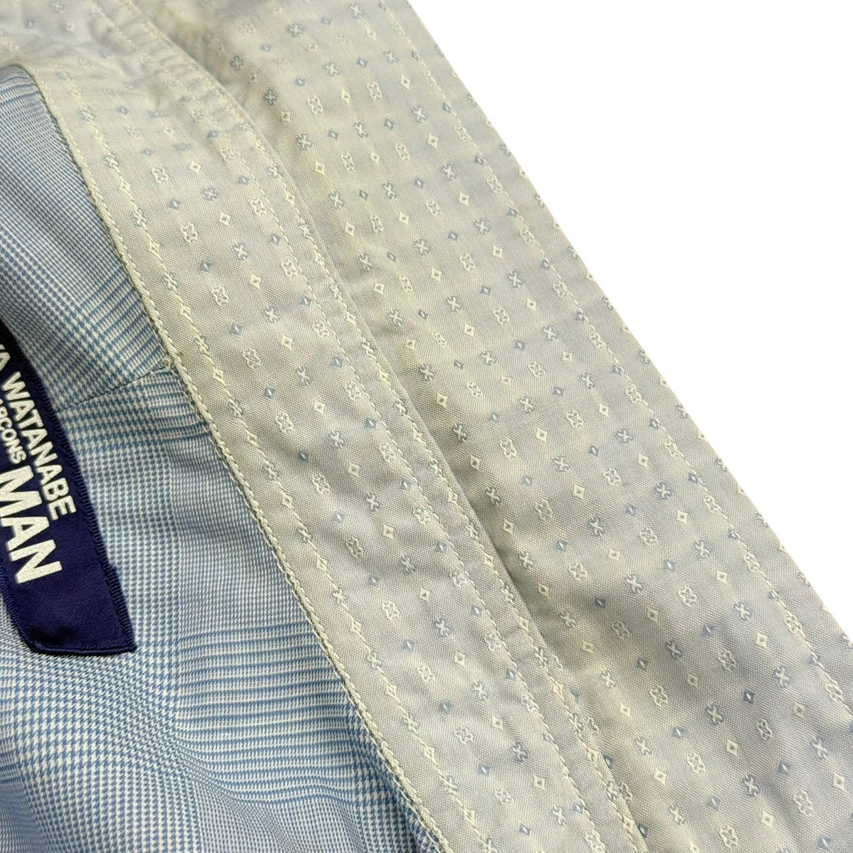 COMME des GARCONS JUNYA WATANABE MAN(コムデギャルソンジュンヤワタナベマン) 2016AW Contrast Sleeve Shirt 袖切替 刺繍 プリント シャツ WR-B016 L スカイブルー×ネイビー 長袖