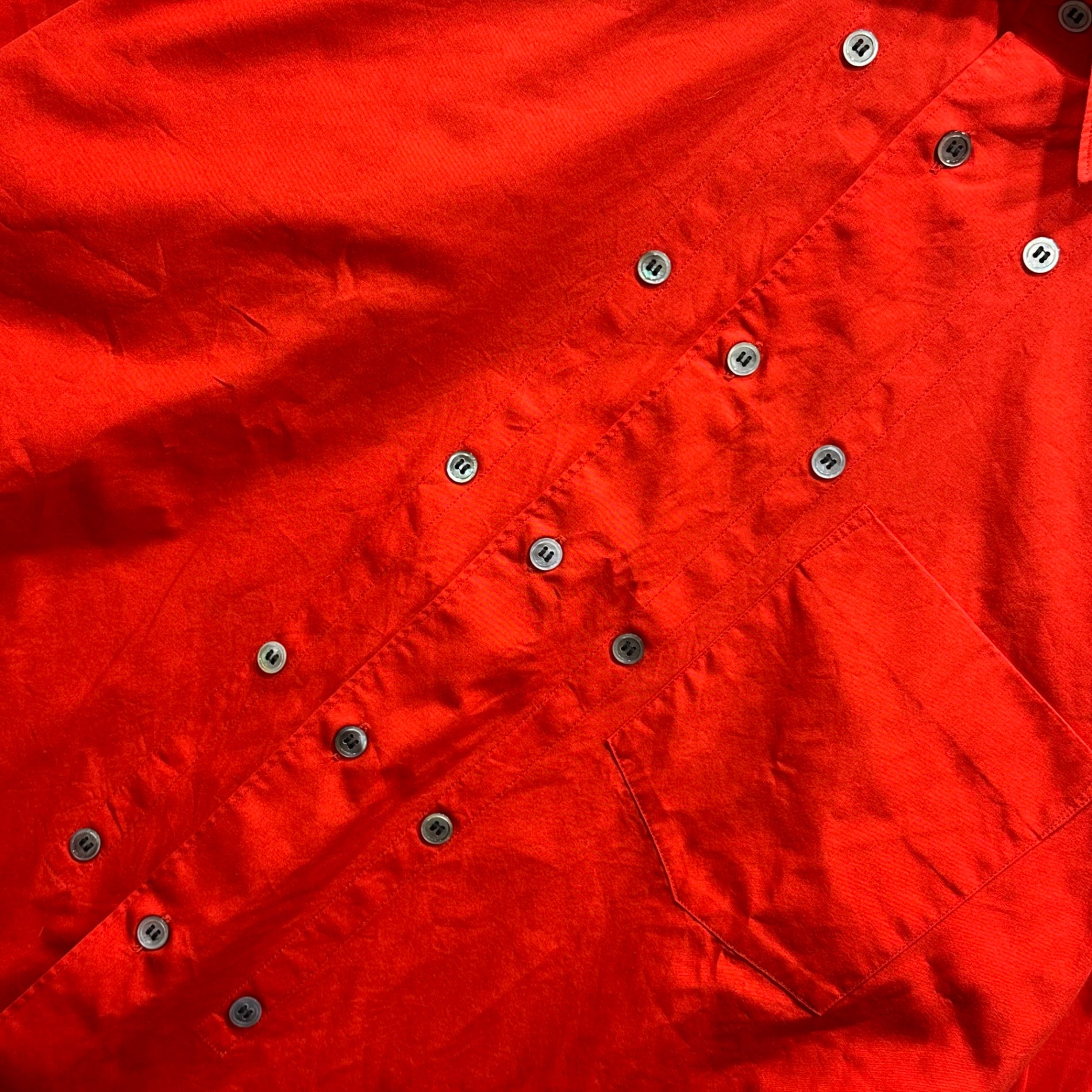 COMME des GARCONS HOMME PLUS(コムデギャルソンオムプリュス) 91SS Triple-Button L/S Cotton Shirt 3連 ボタン 長袖 コットン シャツ PB-110300 FREE レッド AD1990 稀少アイテム