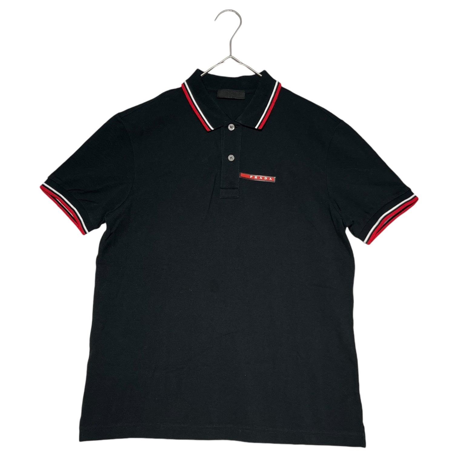 PRADA(プラダ) "PRADA SPORT" logo polo shirt プラダ スポーツ ロゴ ポロシャツ SJJ8887 S ブラック