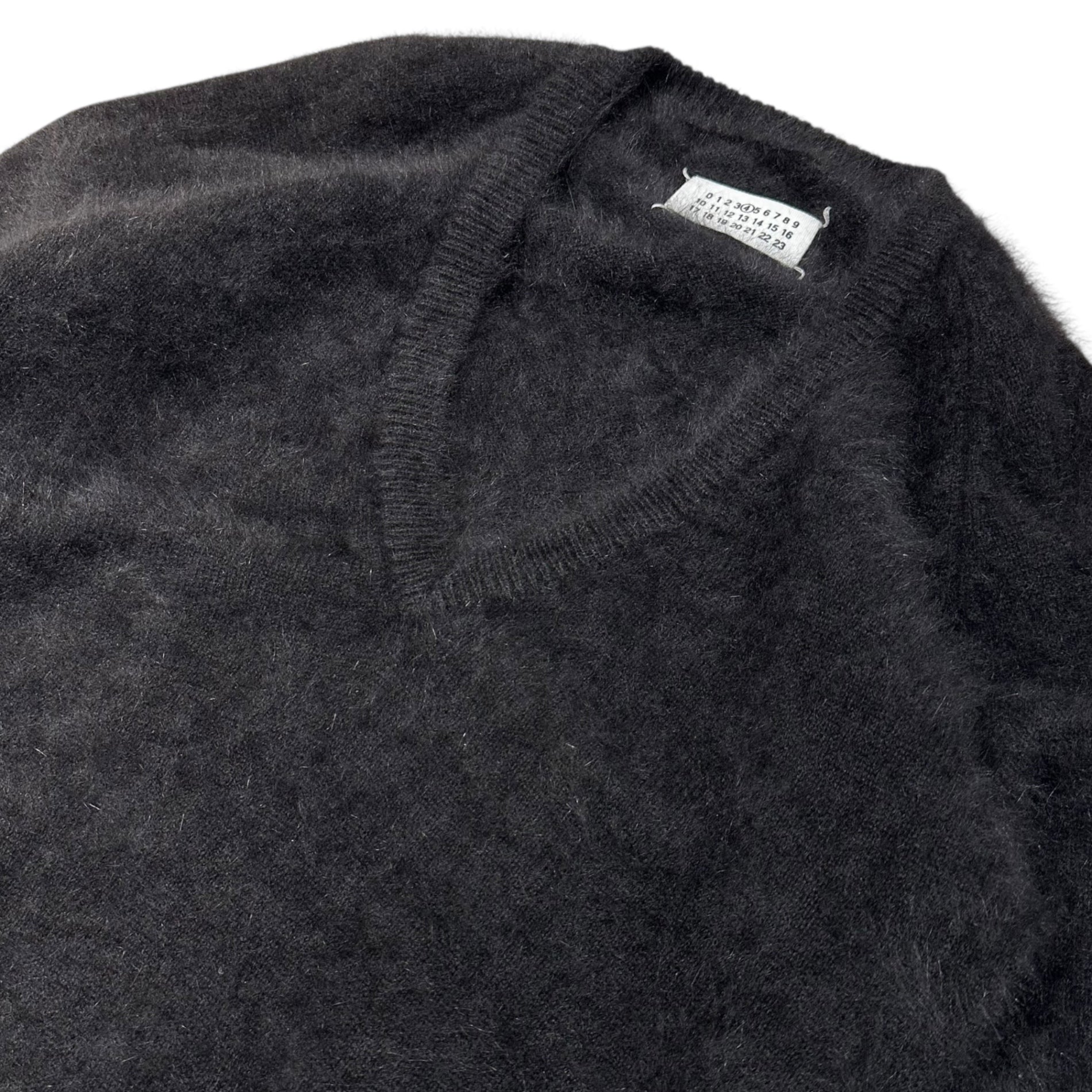 Maison Martin Margiela(メゾン マルタンマルジェラ) 11AW V-neck Shaggy Knit Pullover Vネック シャギー ニット プルオーバー S31HA0423 M ブラック ④ライン