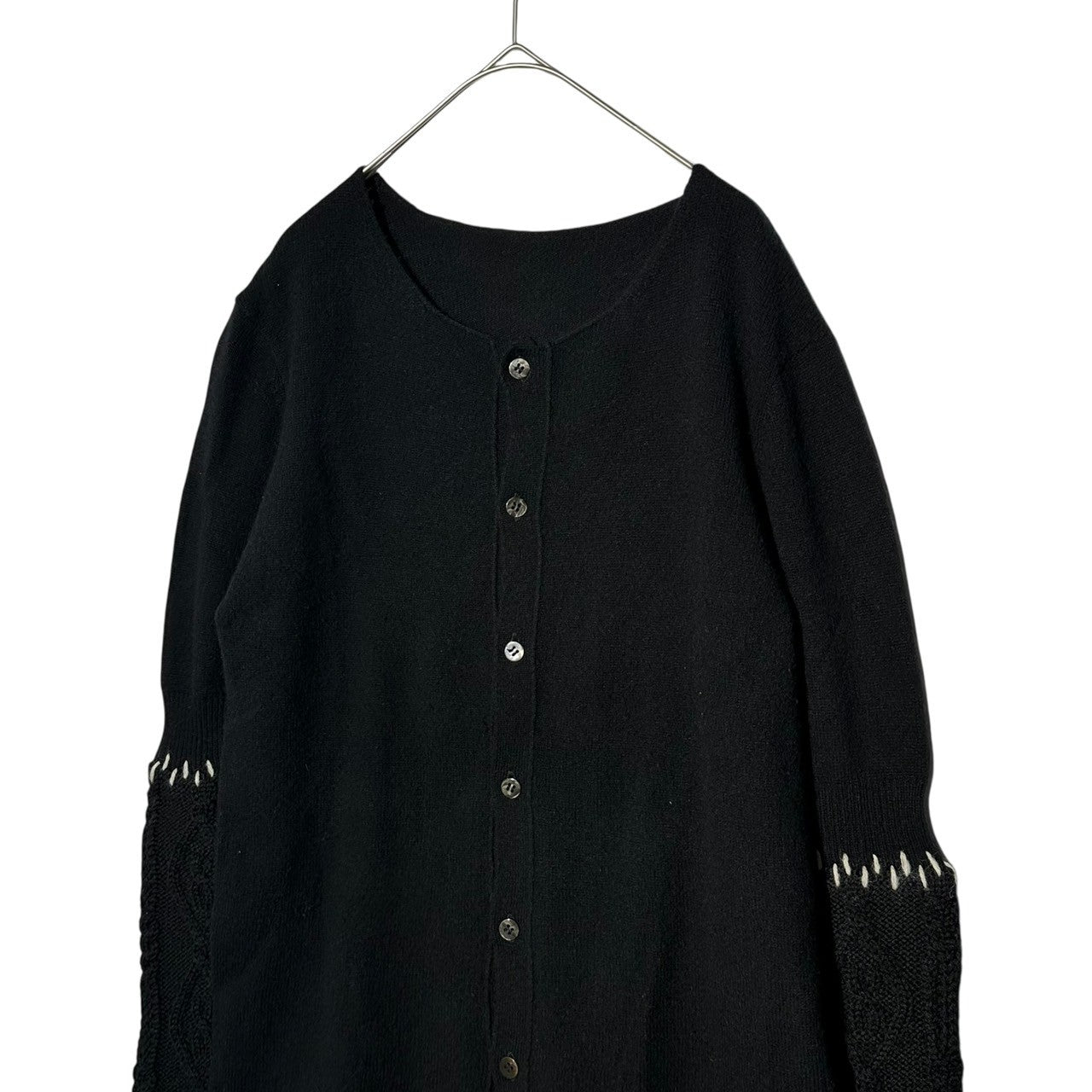 Y's(ワイズ) Sleeve Cable-Switch Wild Stitch Knit Cardigan 袖 ケーブル 切替 ワイルド ステッチ ニット カーディガン YK-K19-801 2(S) ブラック