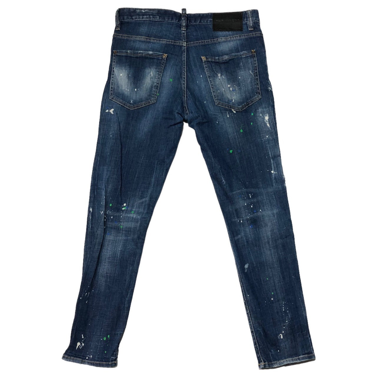 DSQUARED2(ディースクエアード) 19AW SKATER JEAN スケーター ジーンズ ペンキ デニム パンツ ダメージ加工 ロゴ S71LB0635 48(L程度) インディゴ