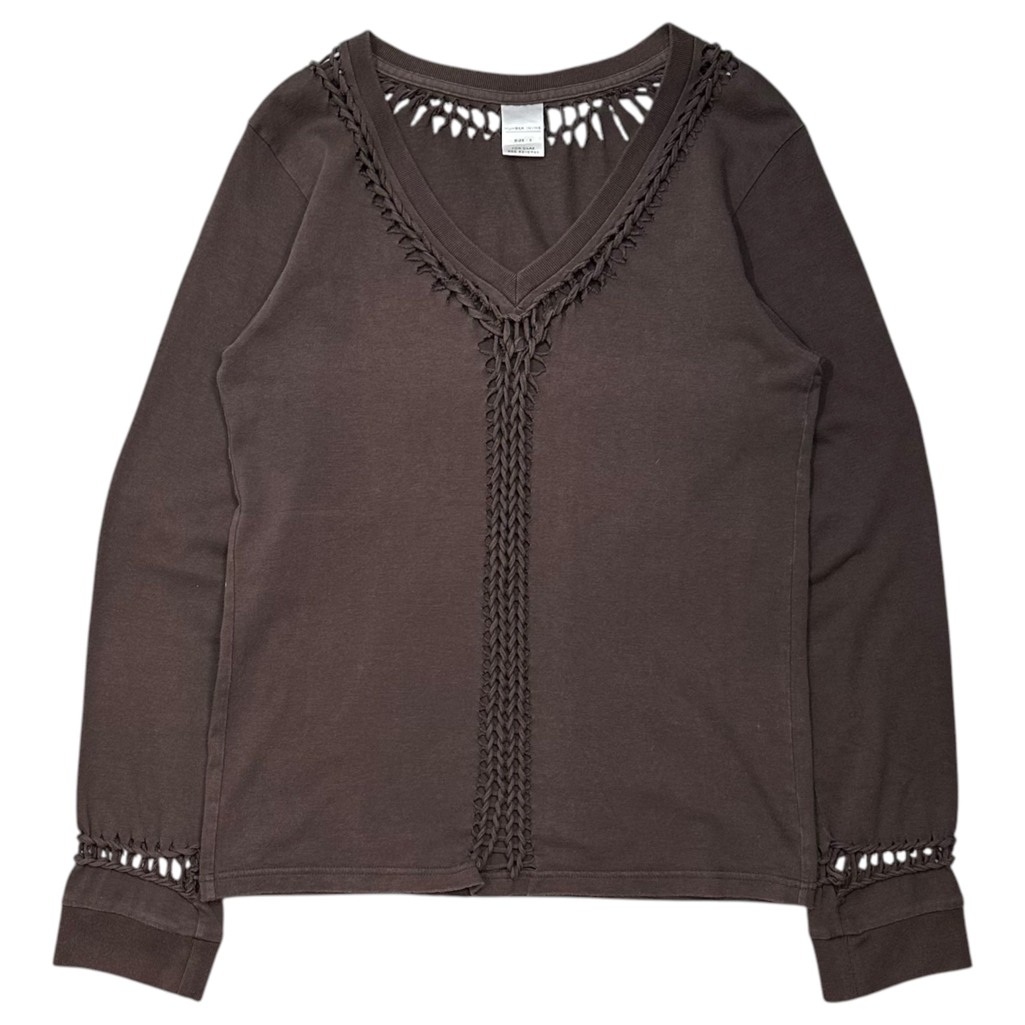 NUMBER (N)INE(ナンバーナイン) 2002AW "NOWHERE MAN" braided L/S Shirt ジョージ期 編み込み 長袖 カットソー 3 ブラウン 00's Tシャツ