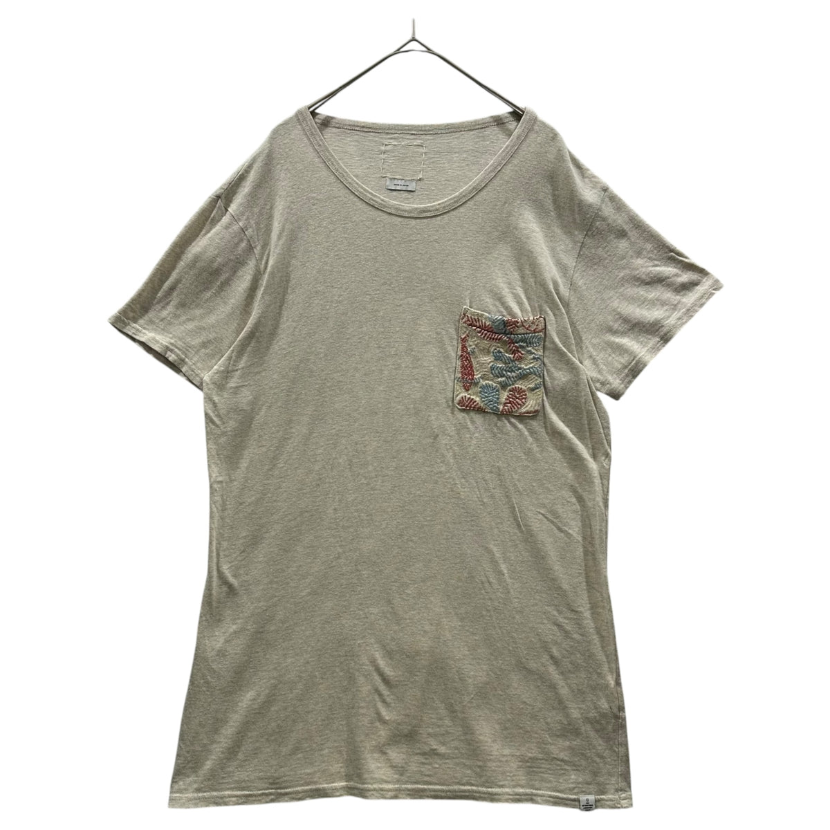 VISVIM(ビズビム/ヴィズヴィム) 2014SS Embroidered-Pocket Crew-Neck T-Shirt 刺繍 ポケット クルー ネック T シャツ 0114105010045 3(L程度) アイボリー×レッド×ライトブルー