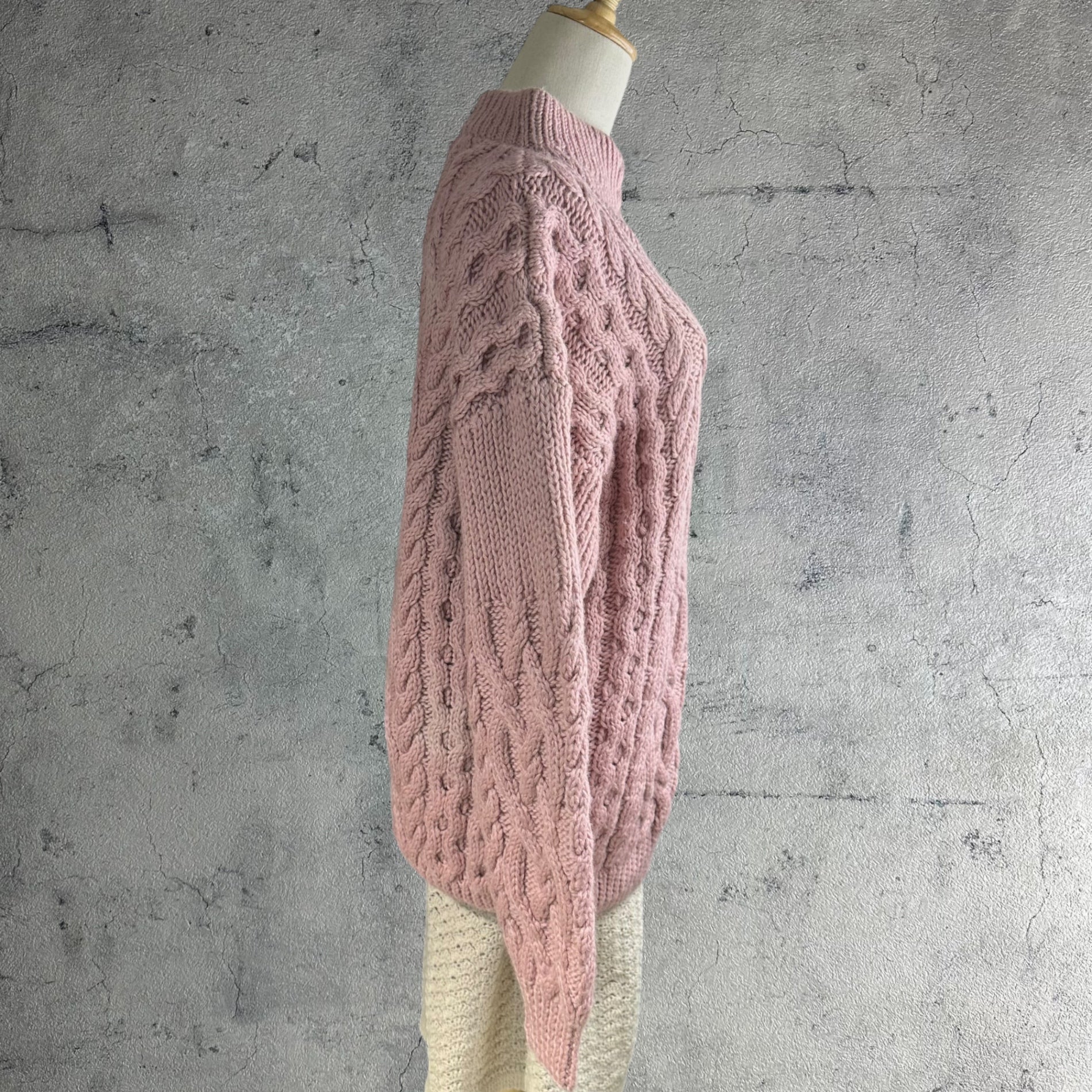 VINTAGE(ヴィンテージ) 60's~ Alainknitsweater アランニットセーター wool100% Lサイズ程度 ピンク