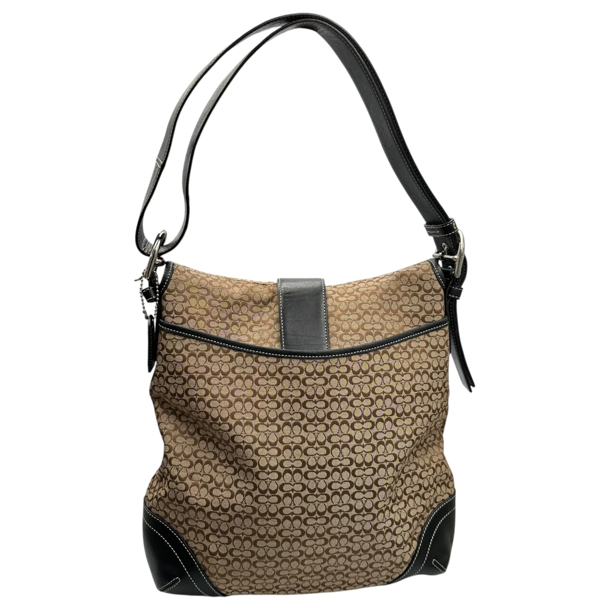 COACH(コーチ) Signature Shoulder Bag シグネチャー ショルダー バッグ 6377 ベージュ×ブラック ワンショルダー