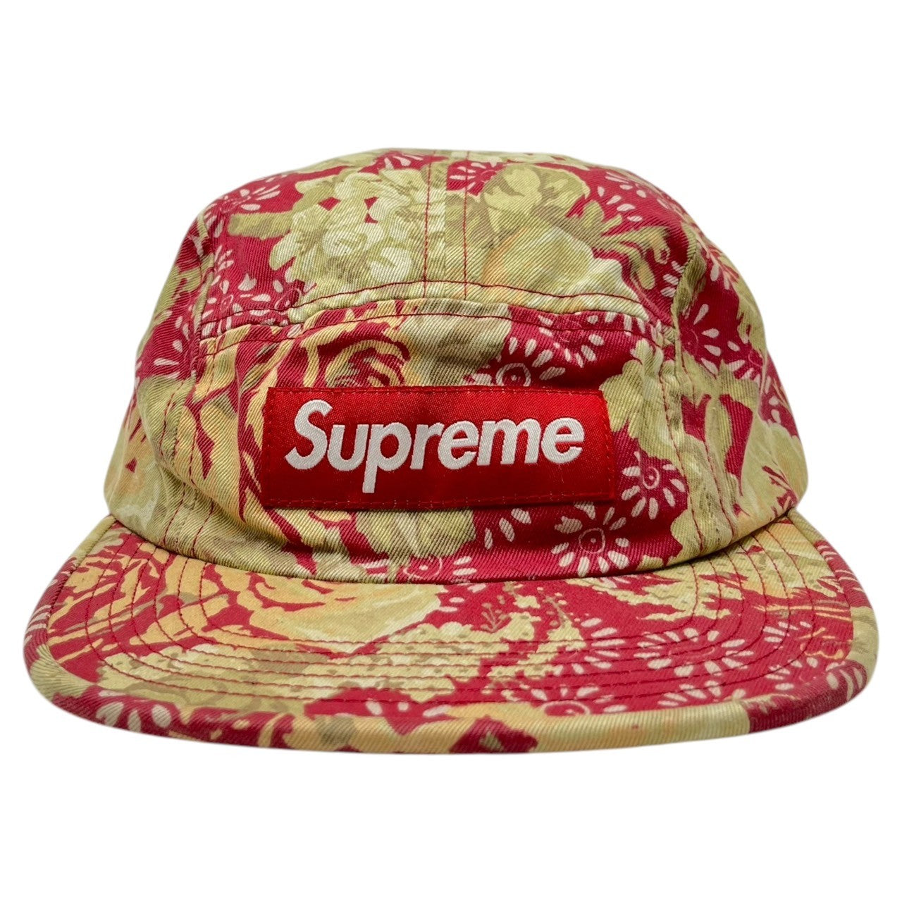 SUPREME(シュプリーム) 18SS Washed Chino Twill Camp Cap ボックスロゴ ウォッシュド チノ ツイル キャンプキャップ 帽子 ベージュ×レッド