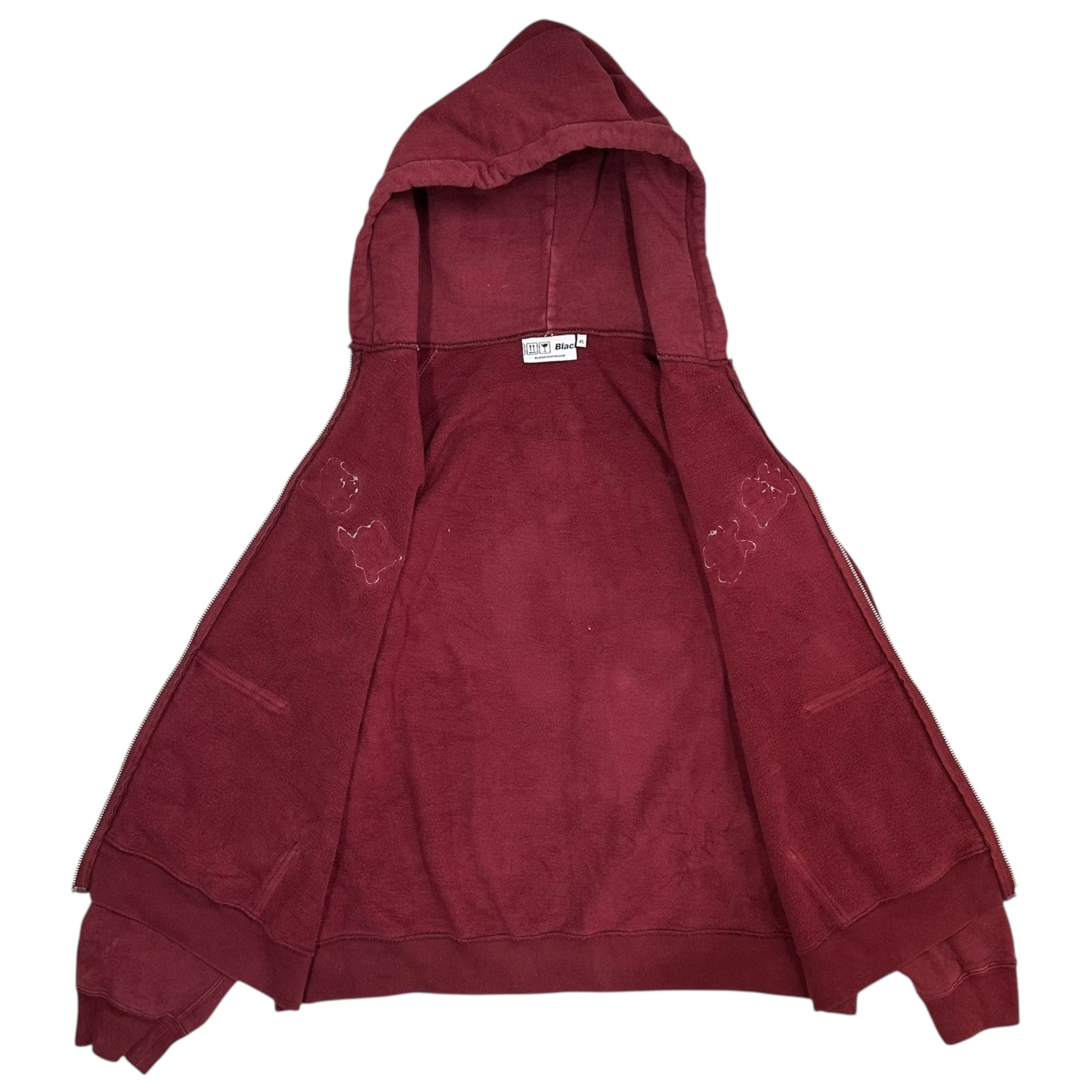BlackEyePatch(ブラックアイパッチ) Zip-up hoodie ”取扱注意” ジップ パーカー XL ワインレッド