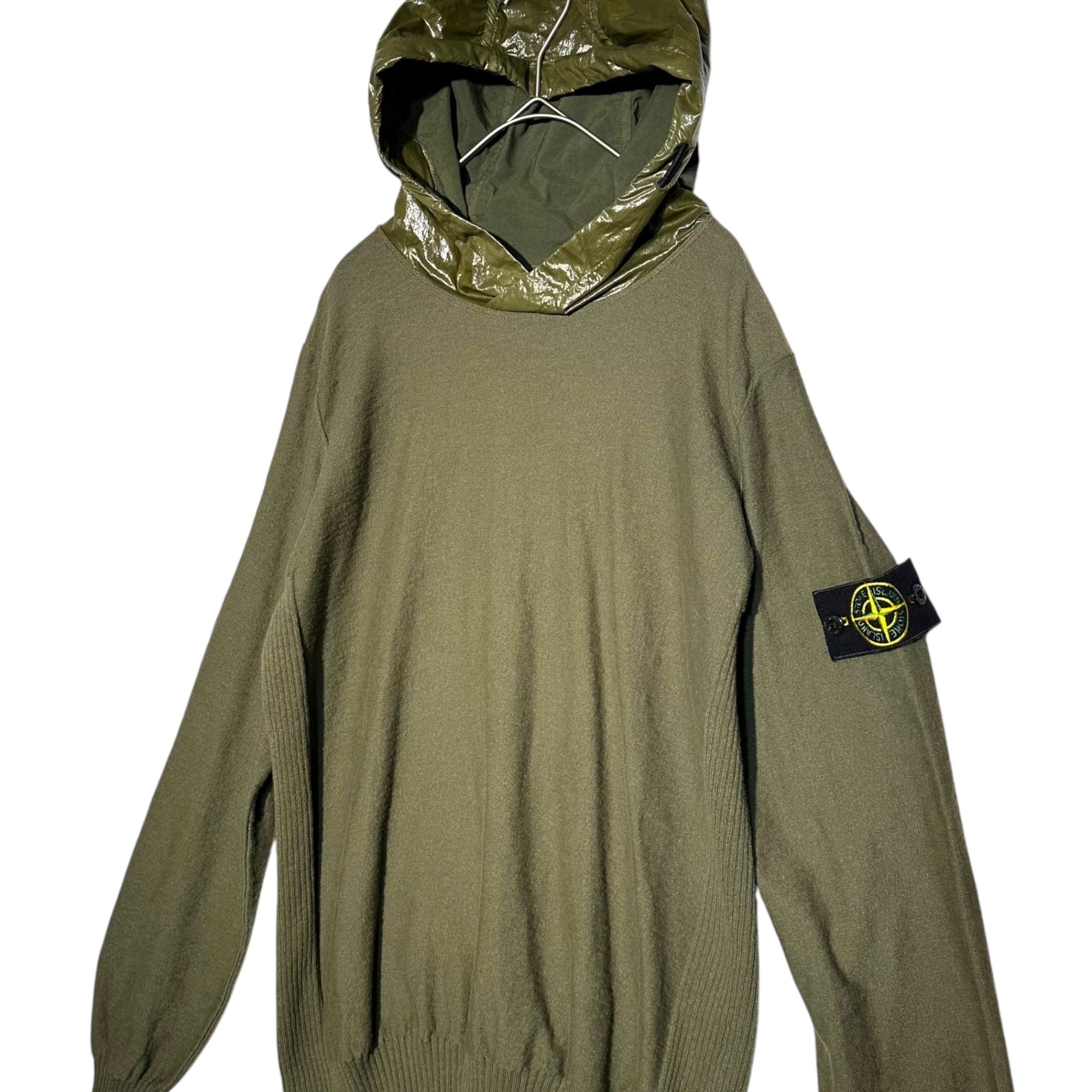 STONE ISLAND(ストーンアイランド) 21SS Nylon metal hood knit hoodie ナイロン メタル フード ニット パーカー 741554B0 M オリーブ