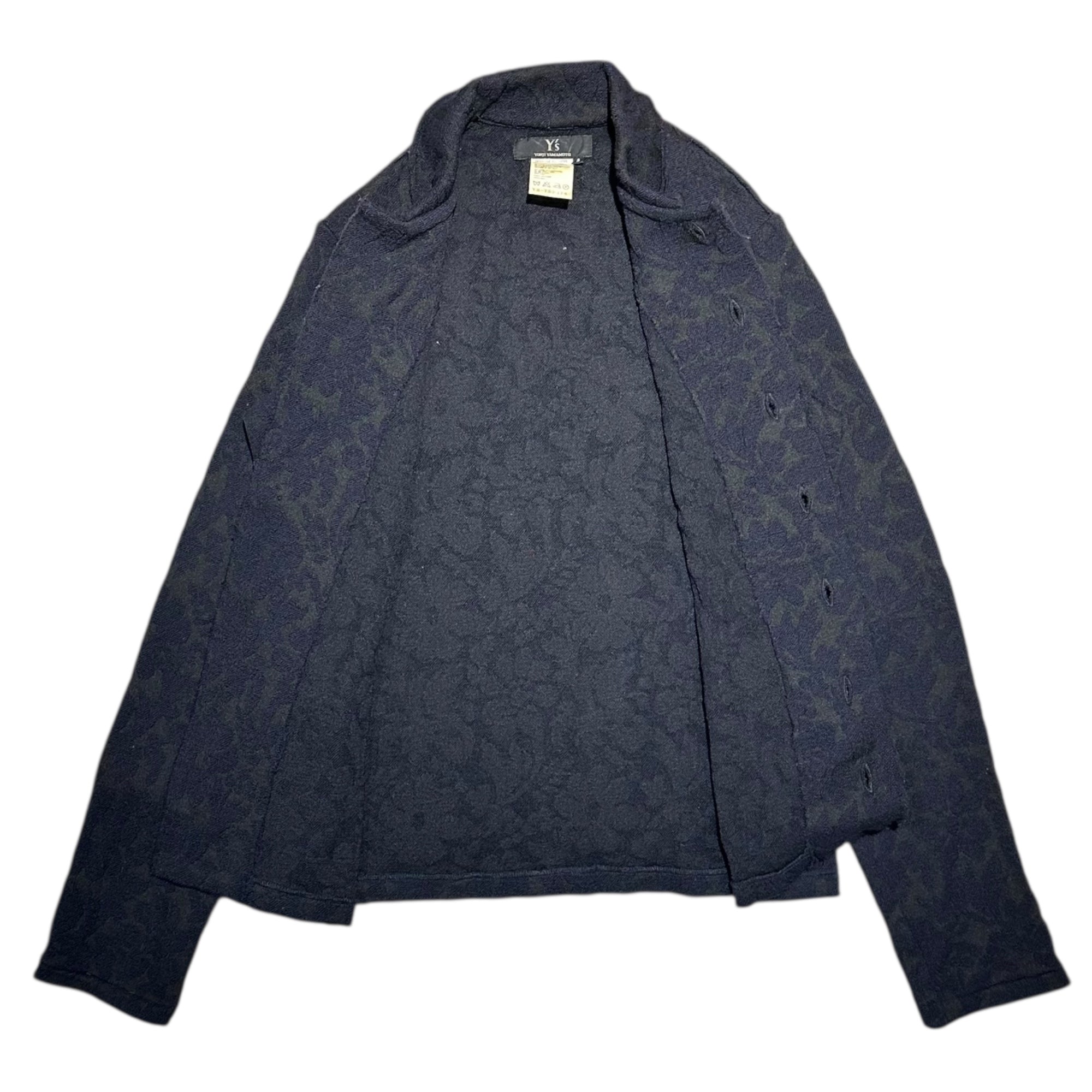 Y's(ワイズ) 92AW Vintage Floral Weave Small Collar Front Pocket Jacket ヴィンテージ 花柄織り スモールカラー フロントポケット ジャケット YS-T52-174 3(L程度) ブラック
