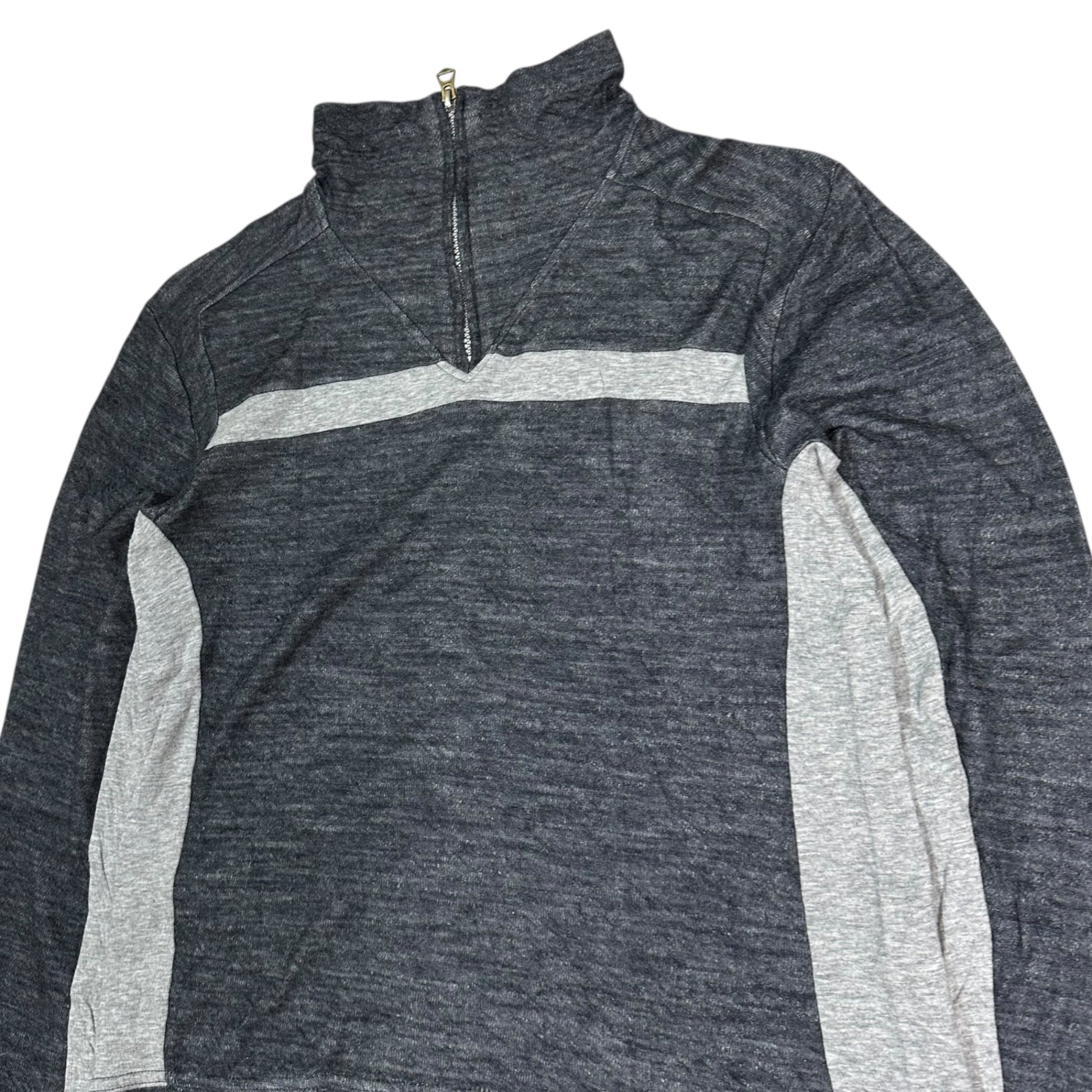 MARITHE FRANCOIS GIRBAUD(マリテフランソワジルボー) 00's High-Neck Half-Zip Panel-Cut T-Shirt ハイネック ハーフジップ 切替 カットソー M7-6077 M グレー Y2K