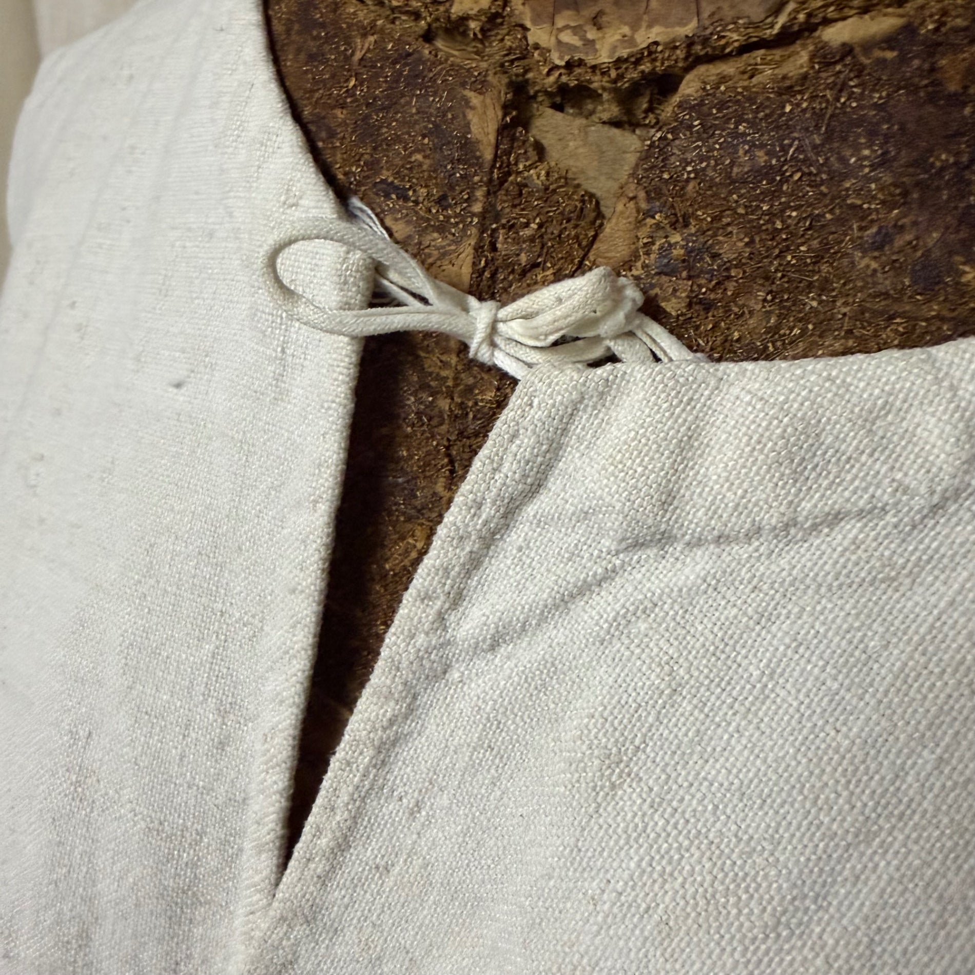 Euro antique(ヨーロッパアンティーク) 20's~ 「M C」 name stich frenchcotton onepiece ネーム刺繍入りフレンチリネンワンピース 表記無し(Lサイズ程度) ベージュ