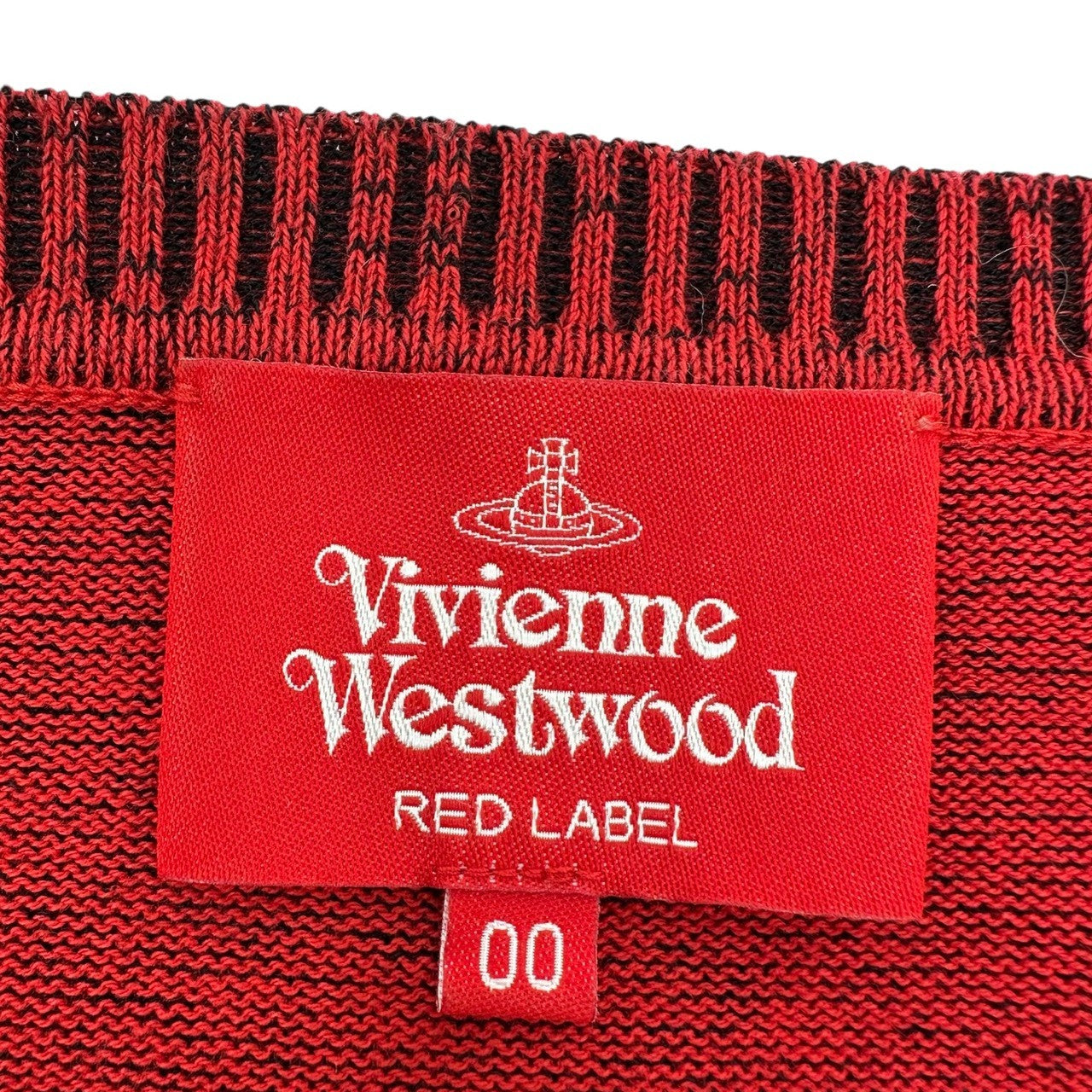 Vivienne Westwood RED LABEL(ヴィヴィアンウエストウッドレッドレーベル) Orb Embroidery Big Heart Rib Knit オーブ 刺繍 ビッグ ハート リブ ニット 17-13-121004 00 レッド ショート丈 ロゴ 長袖