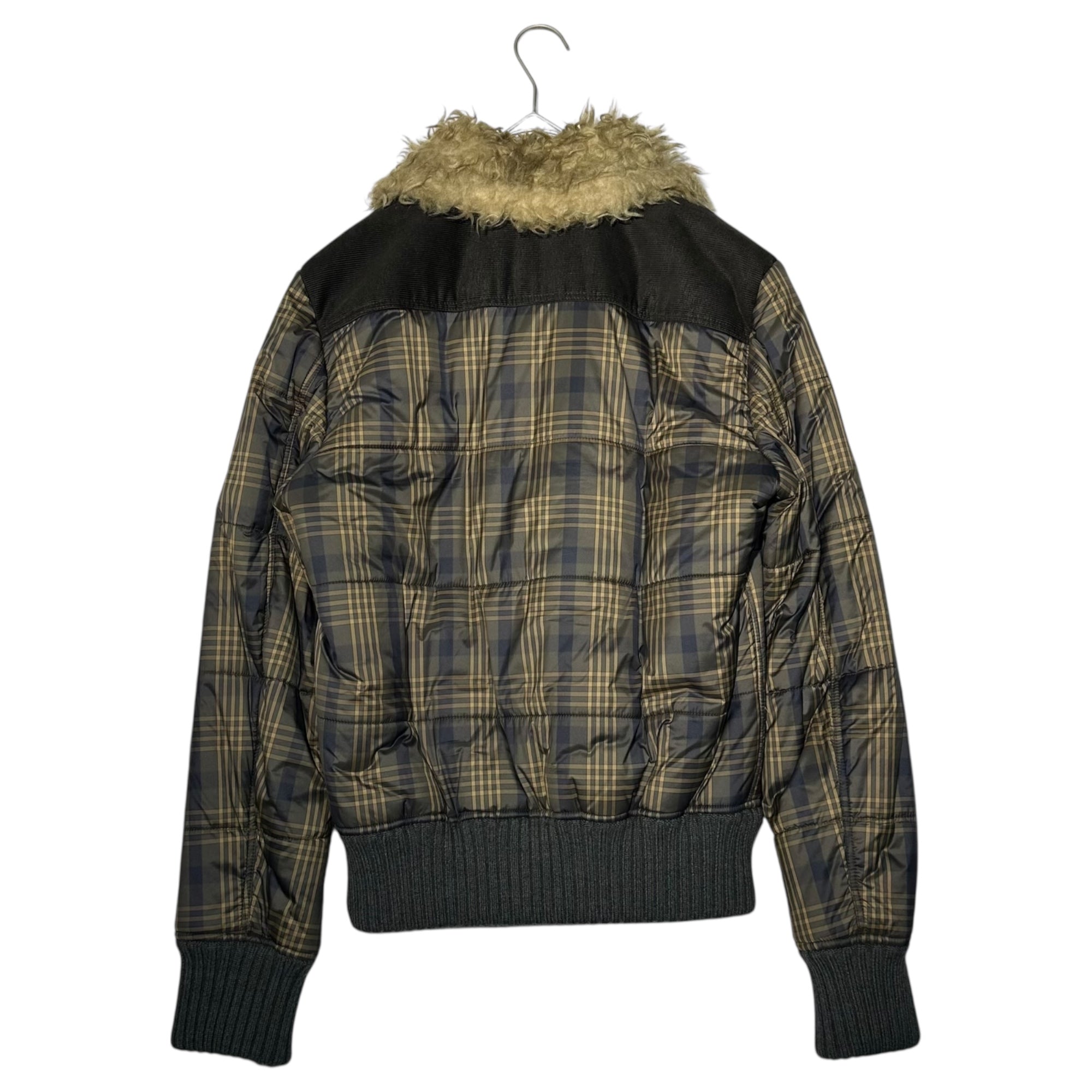 DOLCE&GABBANA(ドルチェ&ガッバーナドルガバ) Check Boa Flight Jacket チェック ボア フライト ジャケット G9R97Z G9O51 46(M程度) ブラウン×ネイビー 中綿