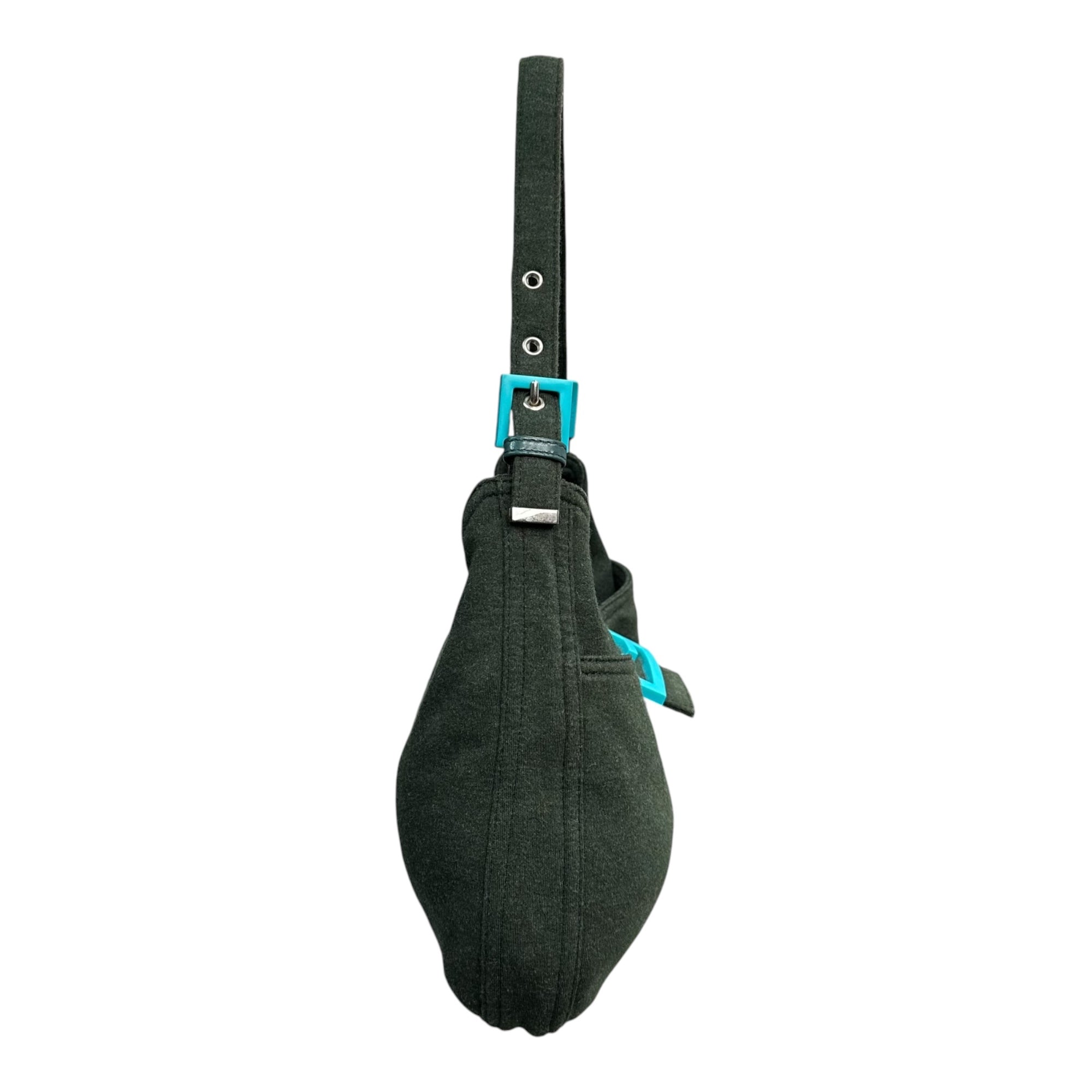 FENDI(フェンディ) 2000SS Jersey Mamma Baguette - Turquoise Clasp ジャージー マンマバケット 2343 26569 009 モスグリーン×ターコイズブルー 00's ワンショルダー ハンド