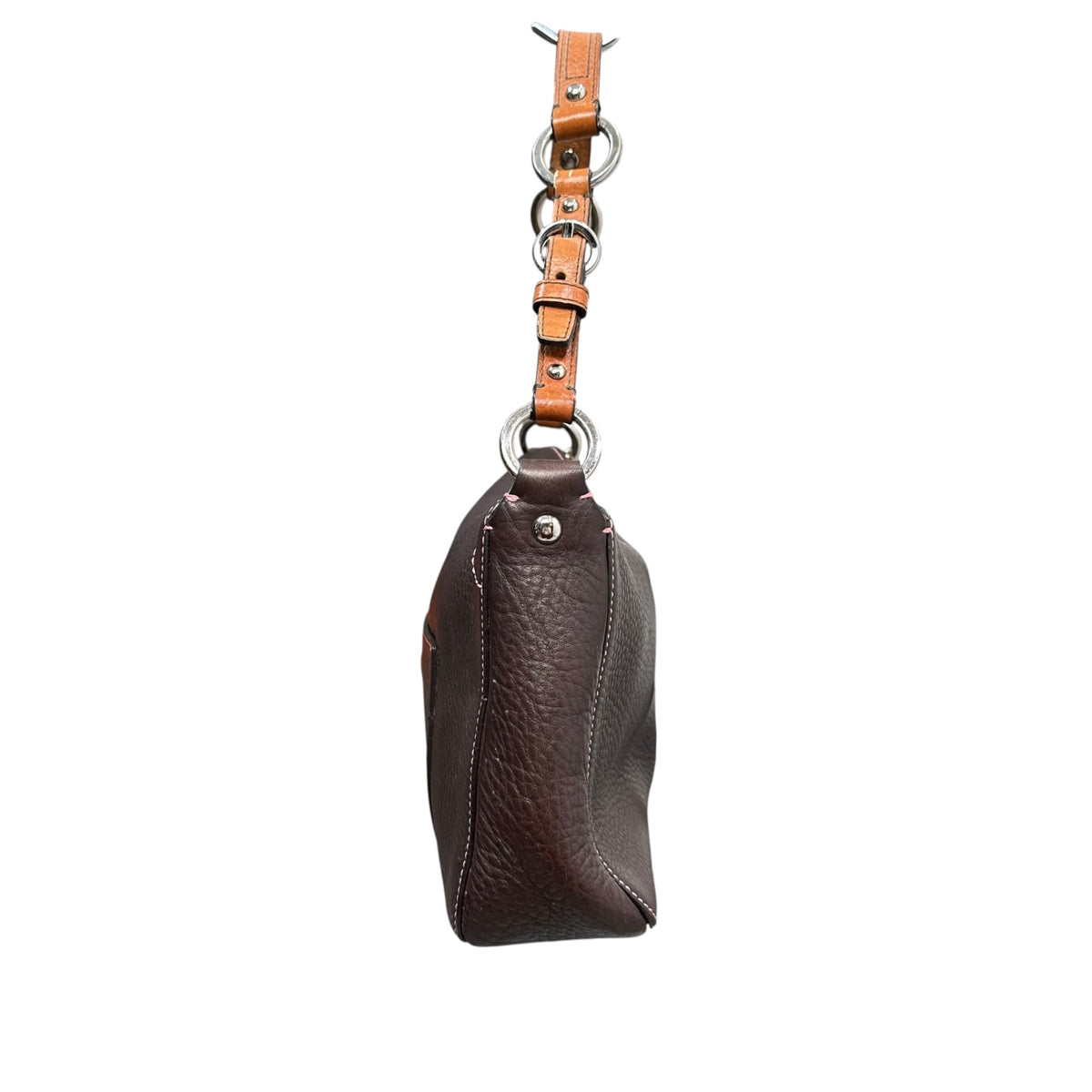 COACH(コーチ) leather hobo bag レザー ホーボー バッグ 8A38 ブラウン×ピンク ターンロック