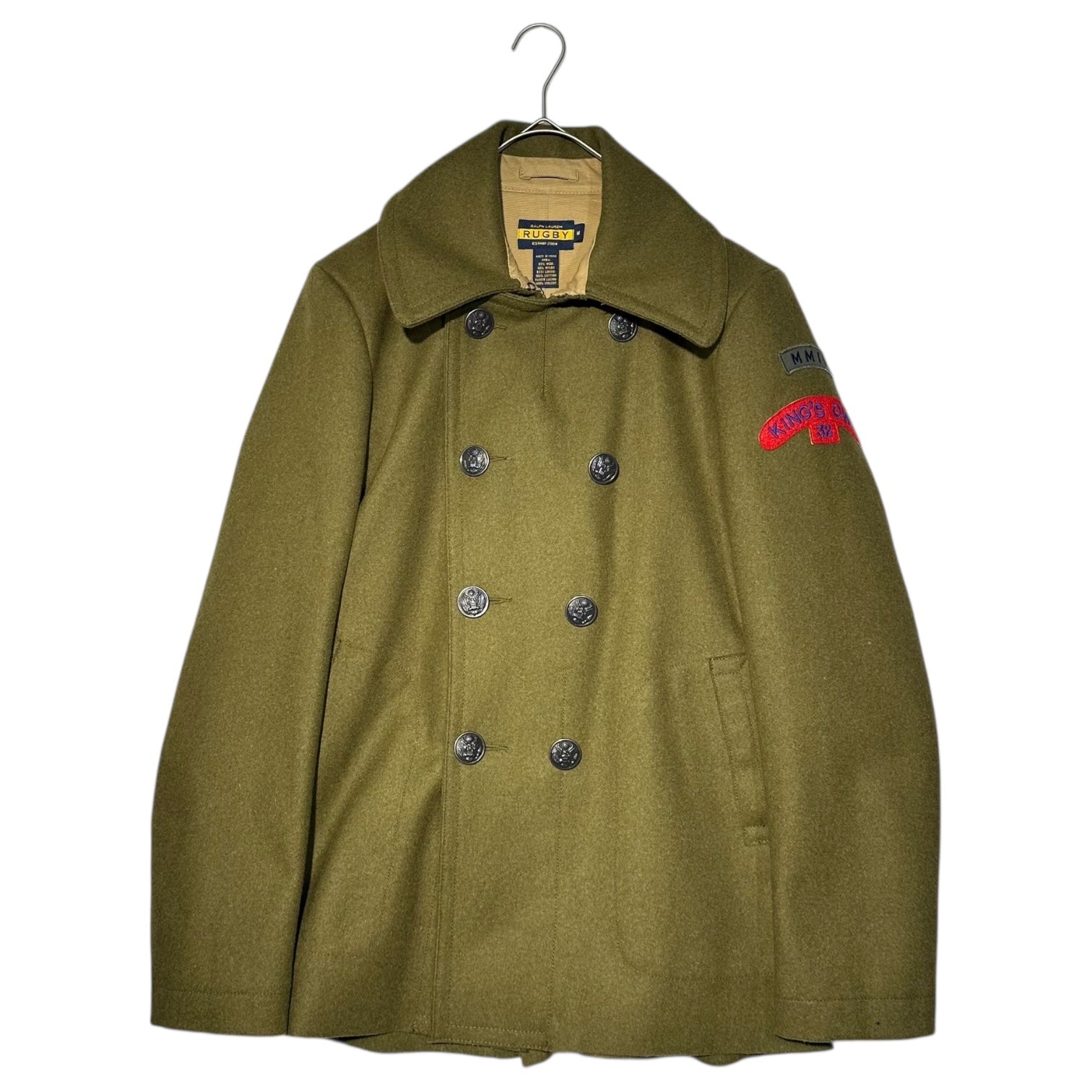 RALPH LAUREN RUGBY(ラルフローレンラグビー) Wappen Wool Melton P Coat ワッペン ウール メルトン P コート M カーキ KING’S OWN