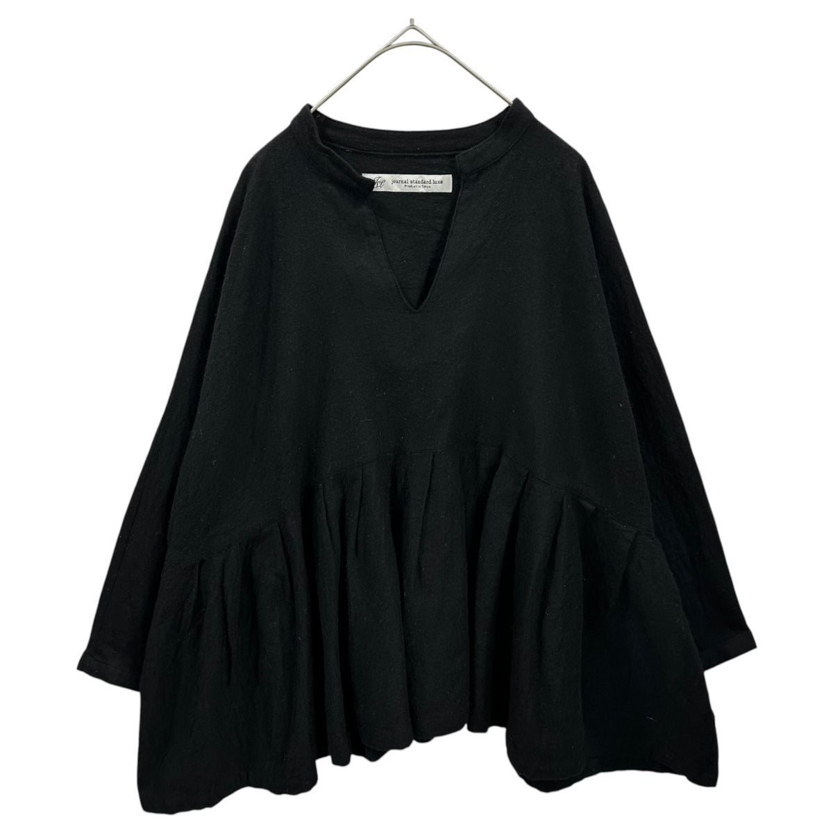 journal standard luxe(ジャーナルスタンダードラックス) Skipper-neck wide wool blouse スキッパー ドルマン ワイド ウール ブラウス 18050440013030 FREE ブラック