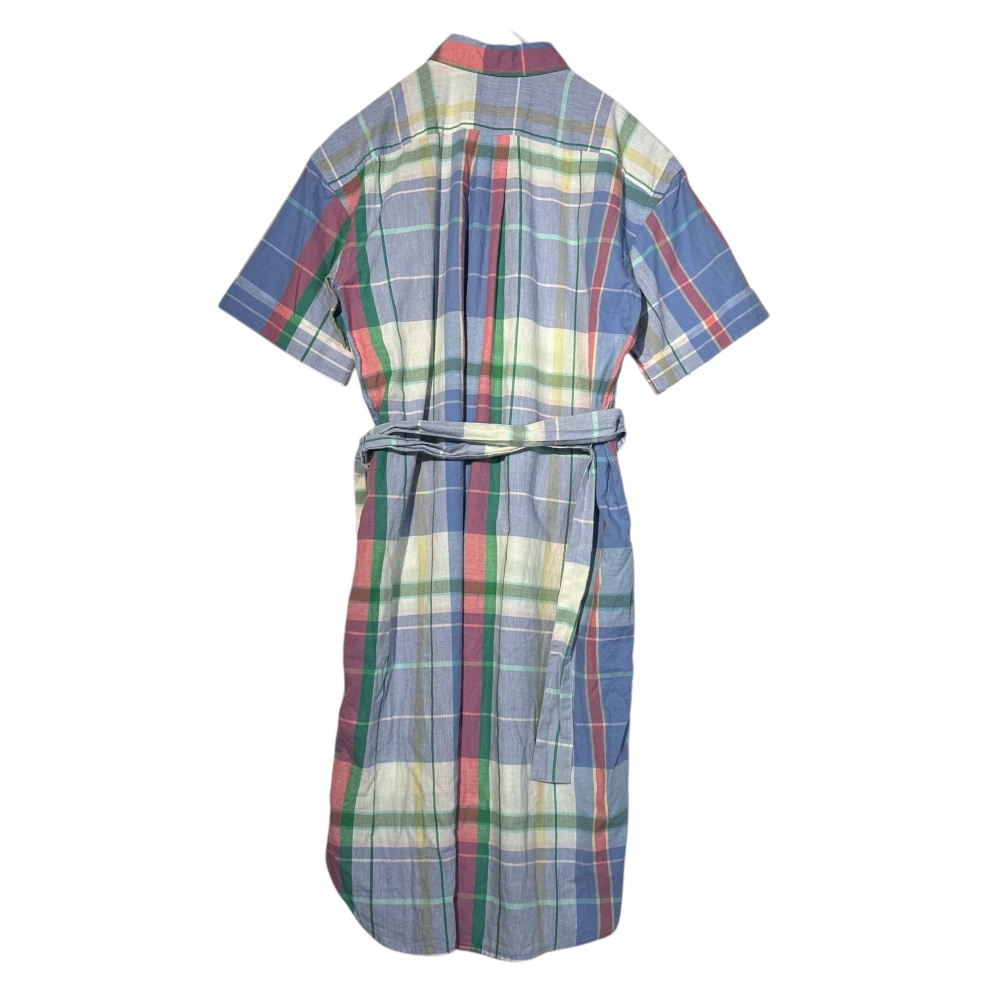 POLO RALPH LAUREN(ポロラルフローレン) Belted Check Short Sleeve Shirt Dress ベルテッド チェック 半袖 シャツ ワンピース 0(XS程度) ブルー×ピンク