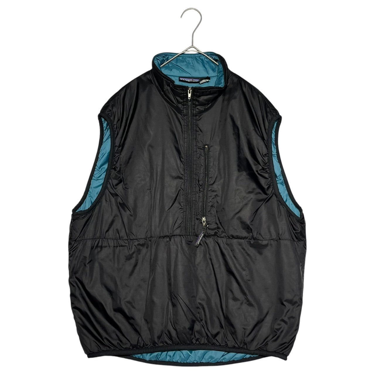 Patagonia(パタゴニア) 90's USA made Puff ball pullover vest パフボール プルオーバー 中綿 ベスト 04012 M ブラック×ブルー 90年代 ヴィンテージ 97年製