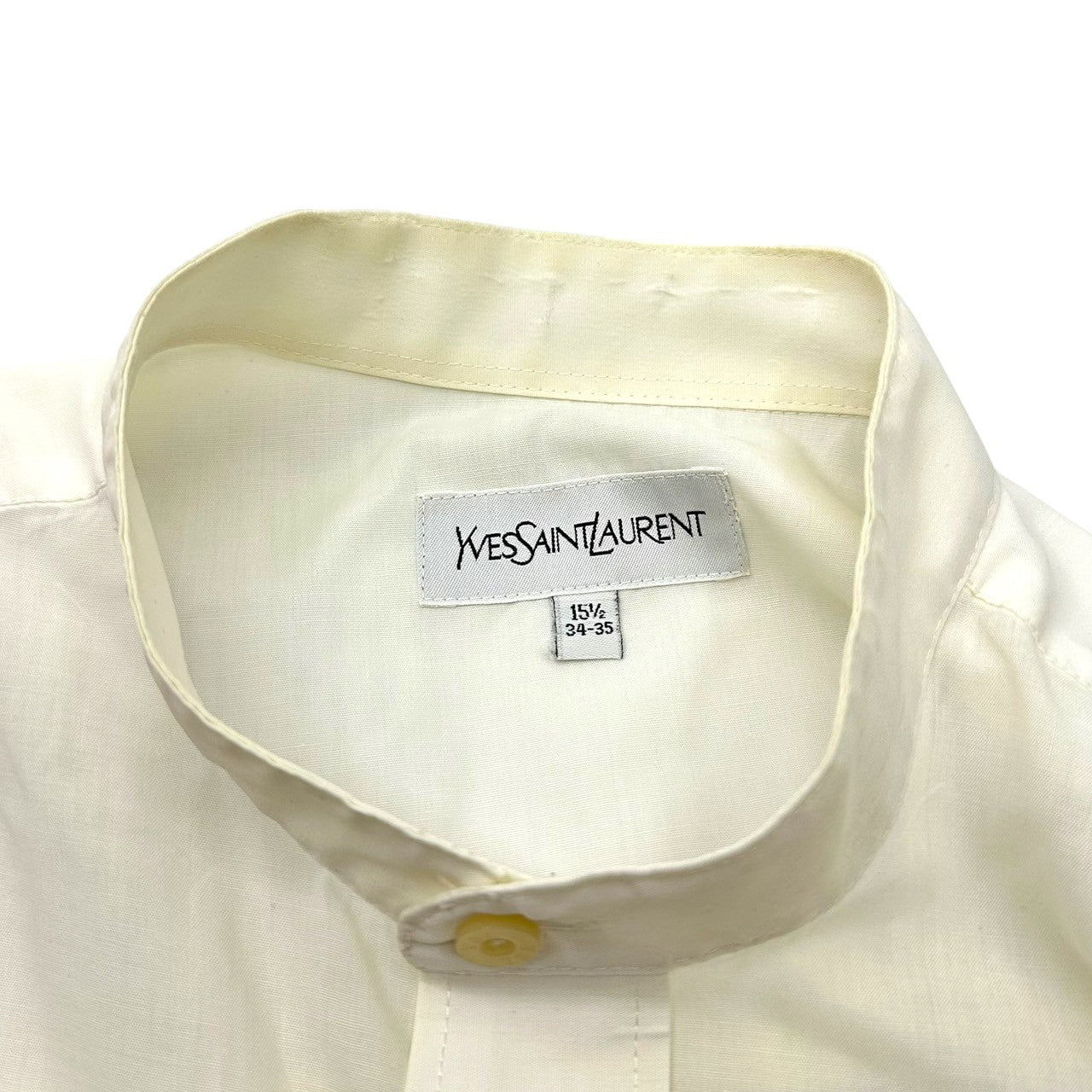YVES SAINT LAURENT(イヴサンローラン) 80's ~ 90's Vintage Band Collar Shirt ヴィンテージ バンドカラー シャツ 15 1/2(M程度) ホワイト