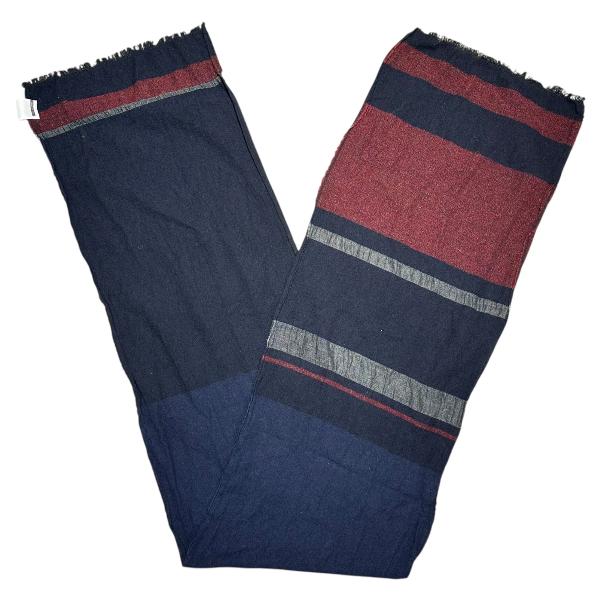 STILL BY HAND(スティルバイハンド) Switch Wool Scarf 切替 ウール マフラー ネイビー×ボルドー