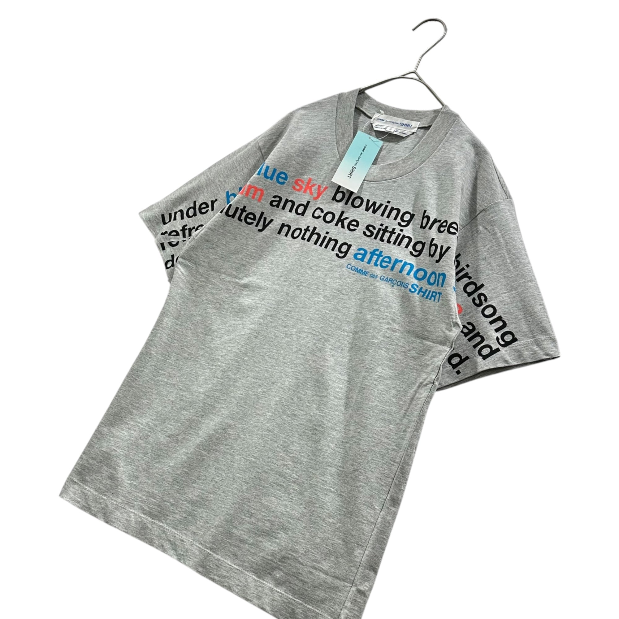 COMME des GARCONS SHIRT(コムデギャルソンシャツ) 2000's Poem Print S/S T-shirt ポエム 転写プリント 半袖 Tシャツ S10218 S グレー×マルチカラー