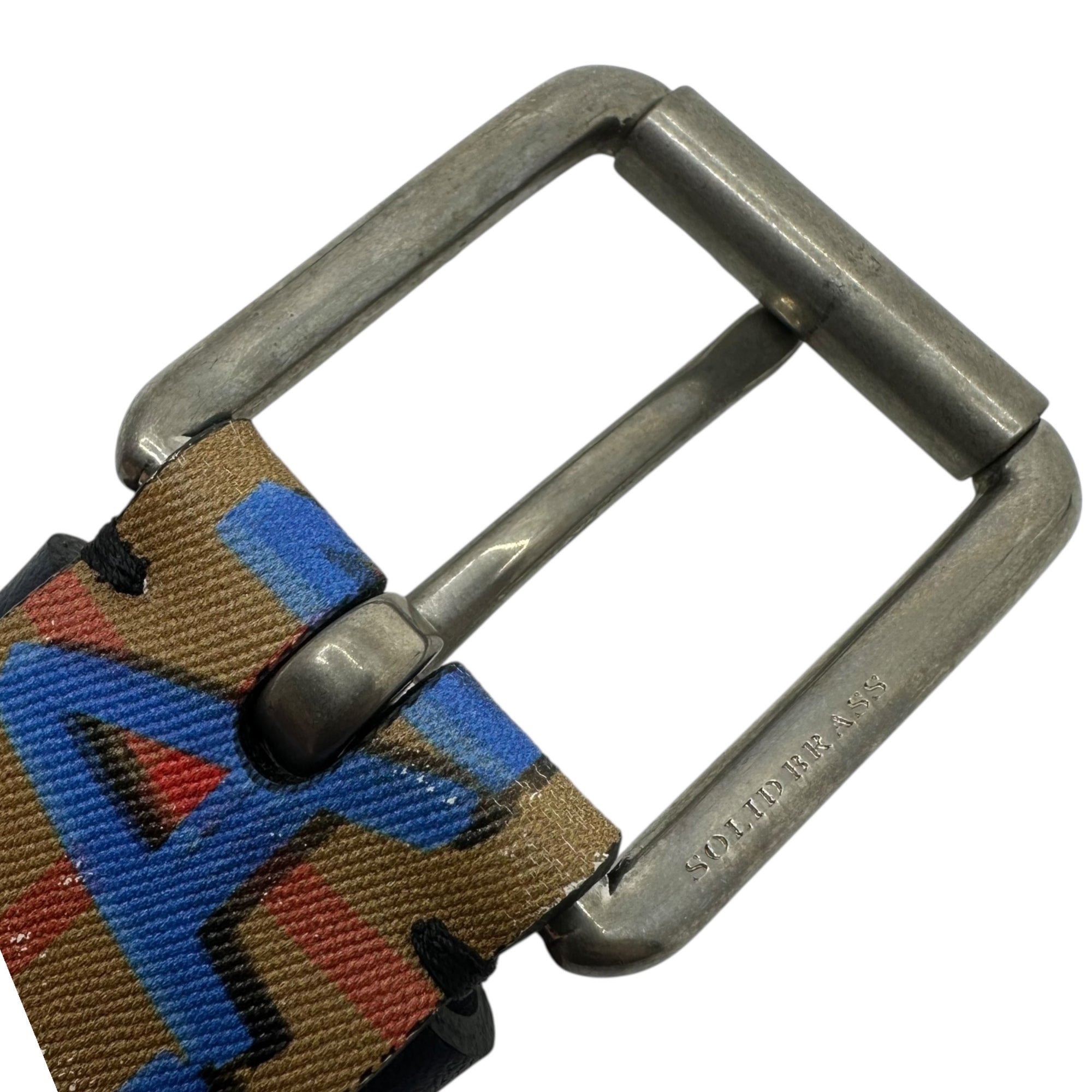 BURBERRY(バーバリー) Graffiti Print Belt 落書き プリント ベルト 44/110 ベージュ×ブルー