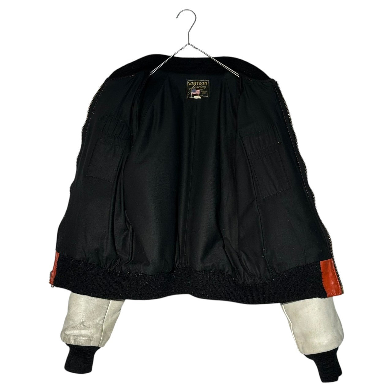 VANSON(バンソン) USA made Old Racing Leather Jacket オールド レーシング レザー ジャケット 38(M程度) レッド×ホワイト ブルゾン ワッペン CHAMPION Winston GTX