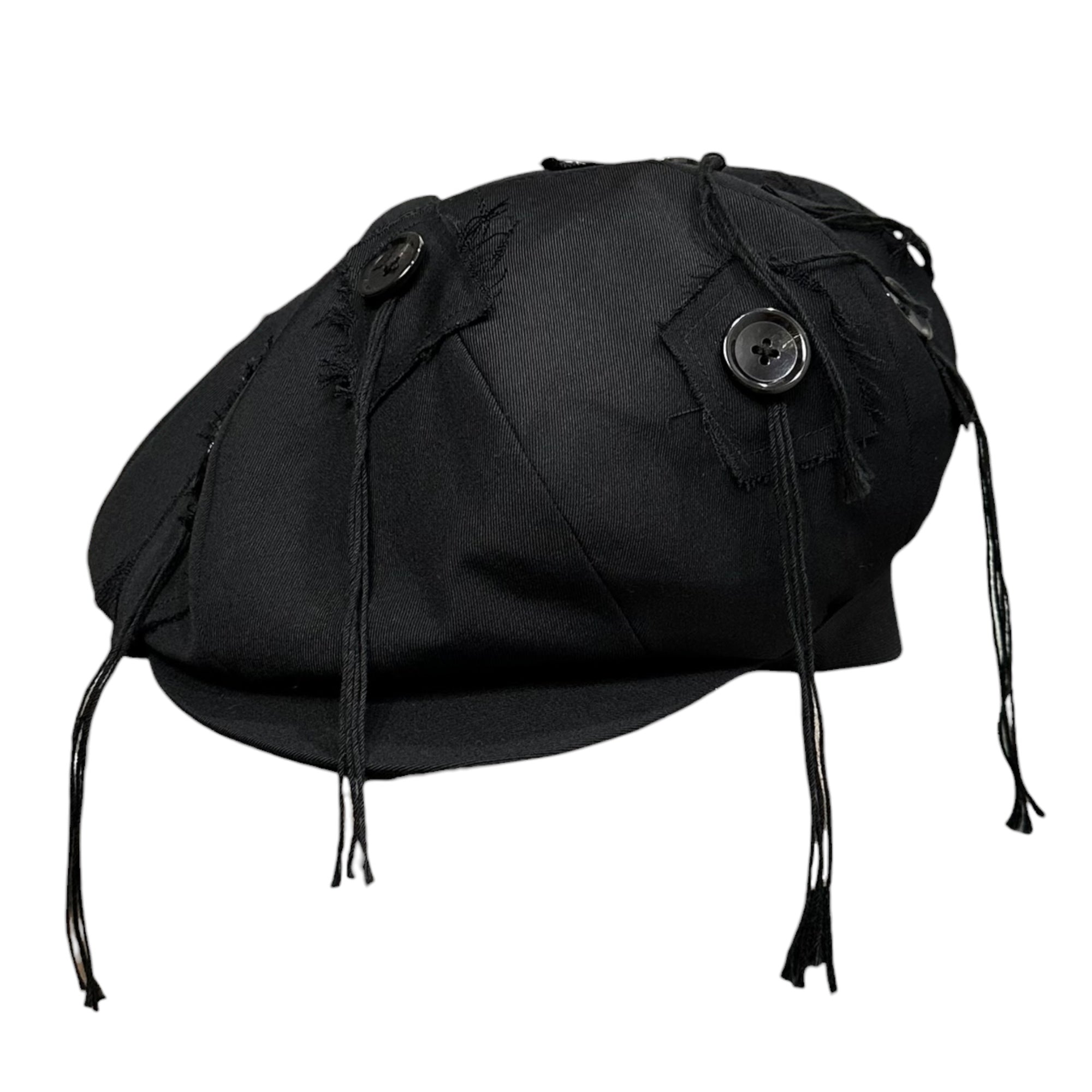 Nemeth(ネメス) Pleated Button-up Big Casquette ヒモ ボタン ビッグ キャスケット 帽子 M ブラック トレーディングミュージアム等取扱