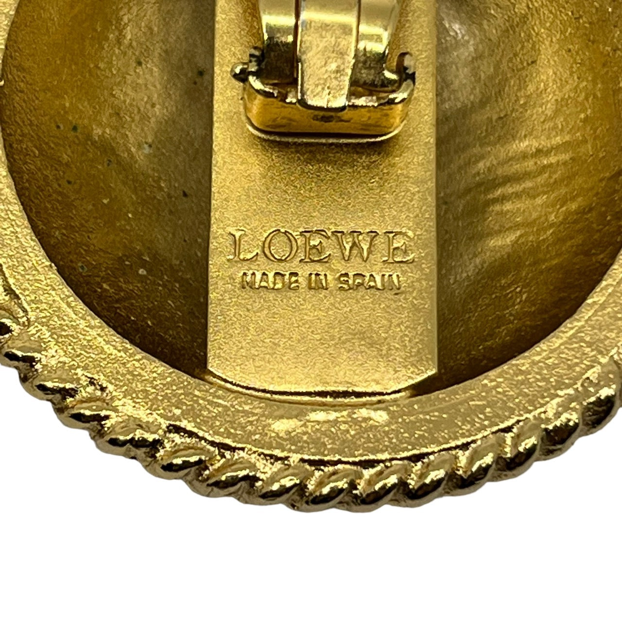 LOEWE(ロエベ) vintage anagram logo gold earrings/ヴィンテージアナグラムロゴイヤリング/大ぶり  ゴールド×ブラック スペイン製