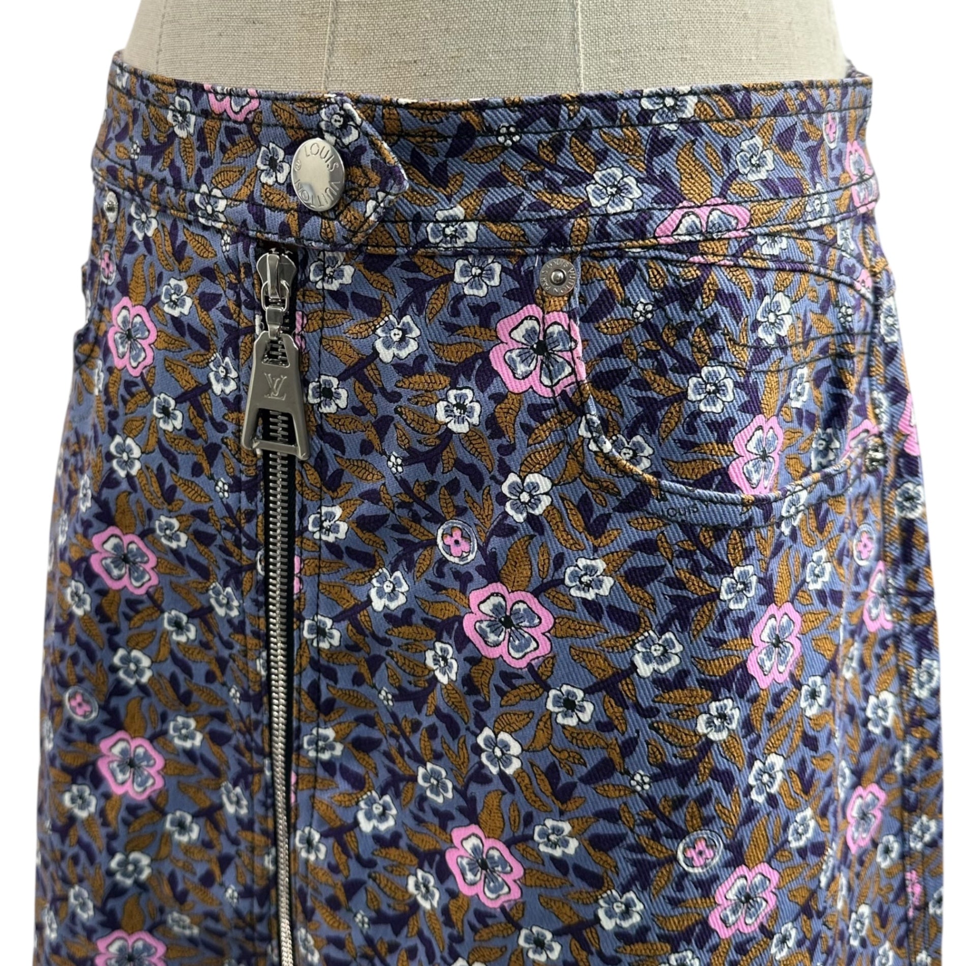 LOUIS VUITTON(ルイヴィトン) Floral Print Cotton Flare Mini Skirt 花柄 コットン フレア ミニ スカート RW152A F8SK25B74 40 パープル×ピンク
